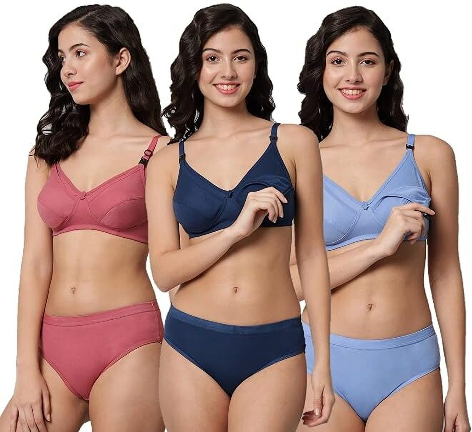 Image of ESOROUCHA Bra & Panty Set Solid Multicolor Lingerie Set