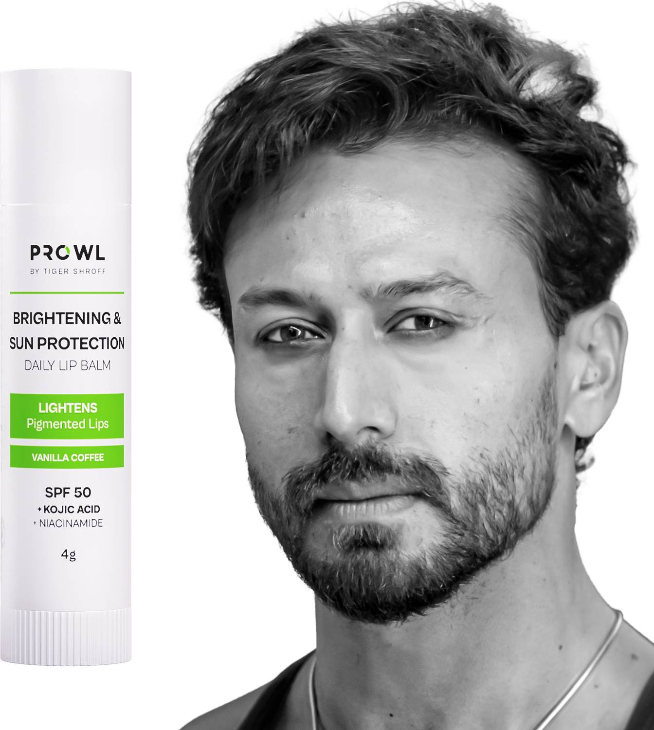 PROWL By Tiger Shroff SPF 50 PA+++ Lip Balm for Dark Lips with Kojic Acid for Men | Vanilla Coffee