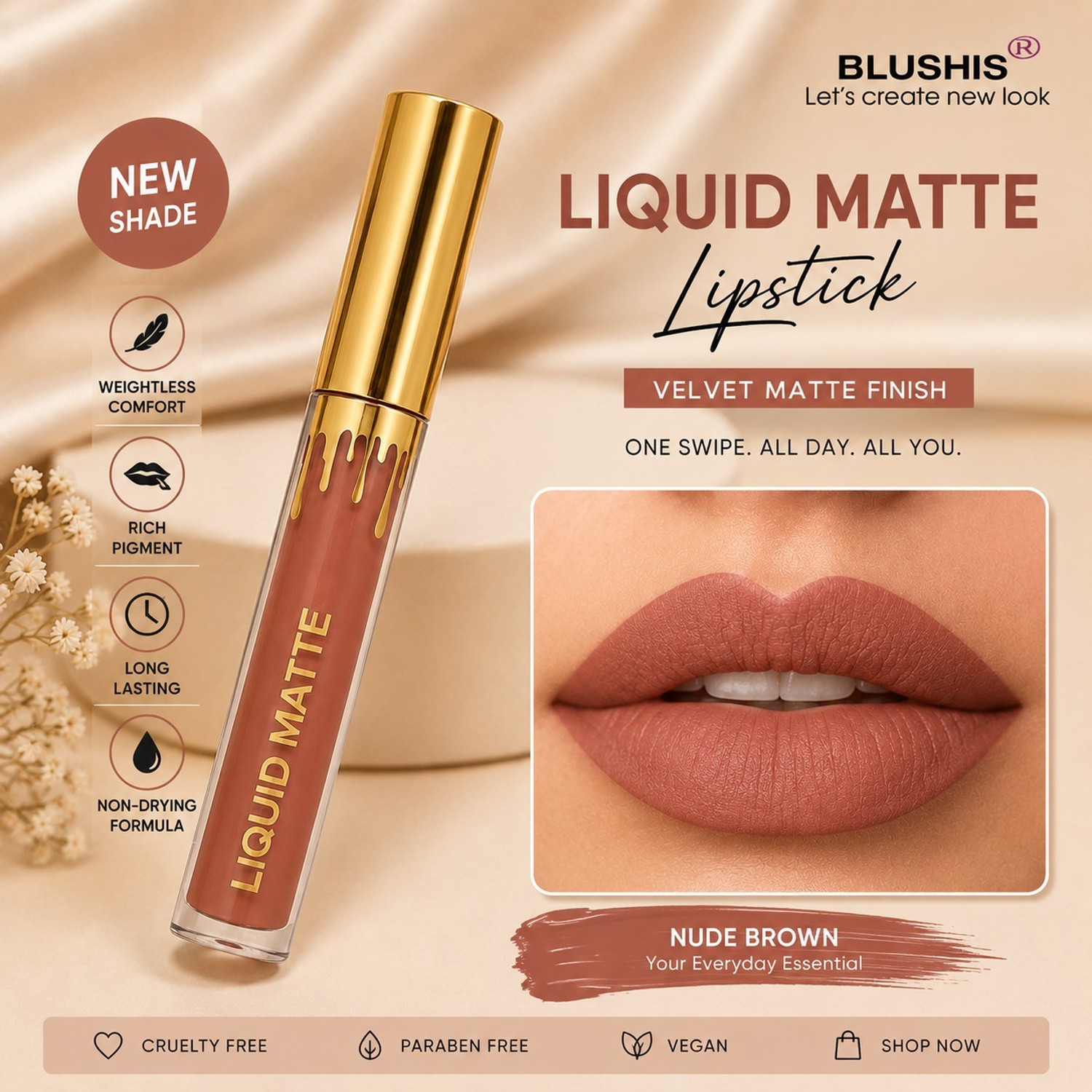 BLUSHIS Non Transfer Professionally Longlasting L-A-K-M-E-Liquid Lipst