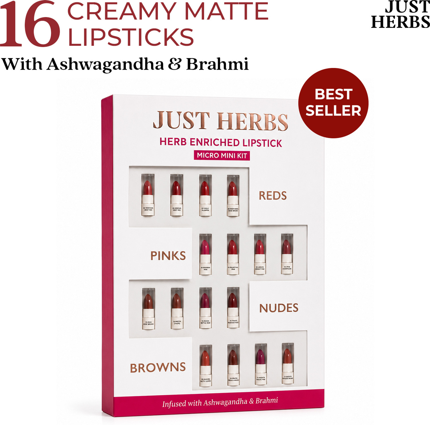 Just Herbs Ayurvedic Lipstick Micro-Mini Trial Kit 38gm  (Multicolor, 38 g)