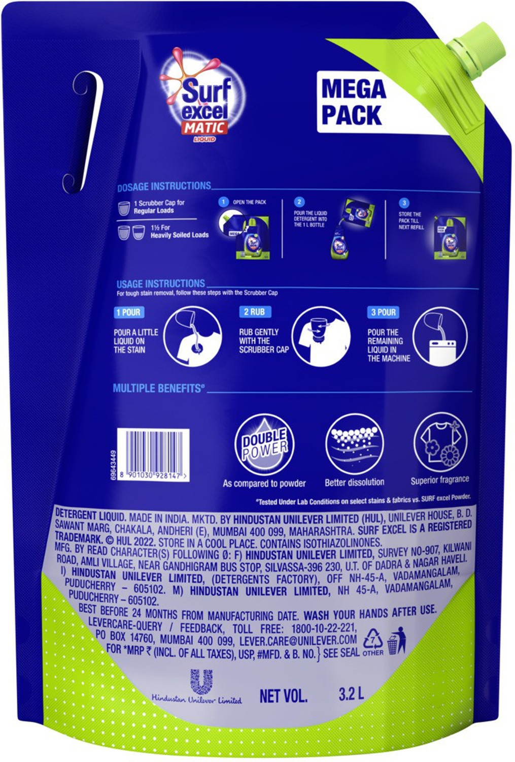 Image of Surf excel Matic Top Load Liquid Detergent Refill pouch, Remove Stains Fresh Liquid Detergent