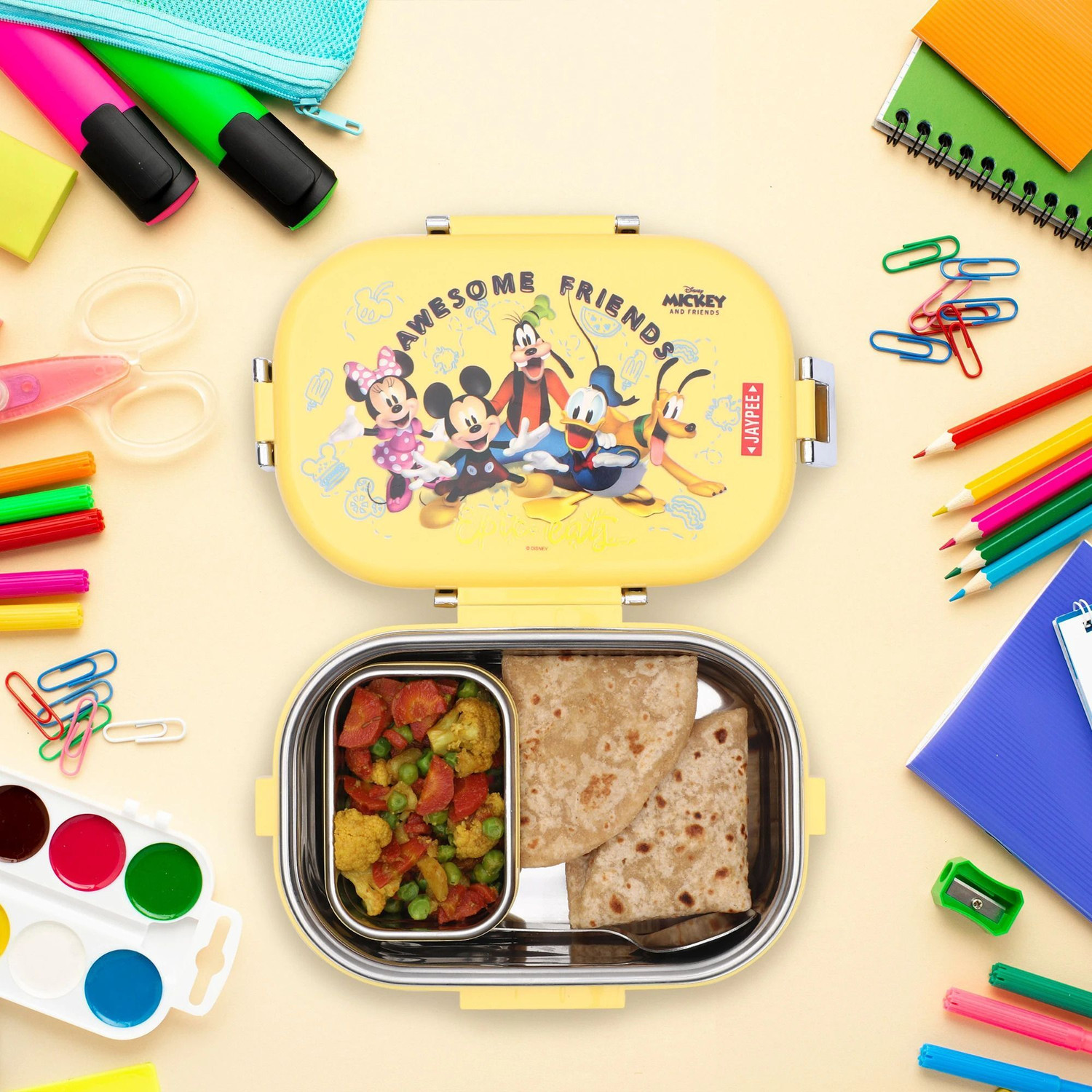 JAYPEE JPMISSTEELMICKEYYLW 2 Containers Lunch Box