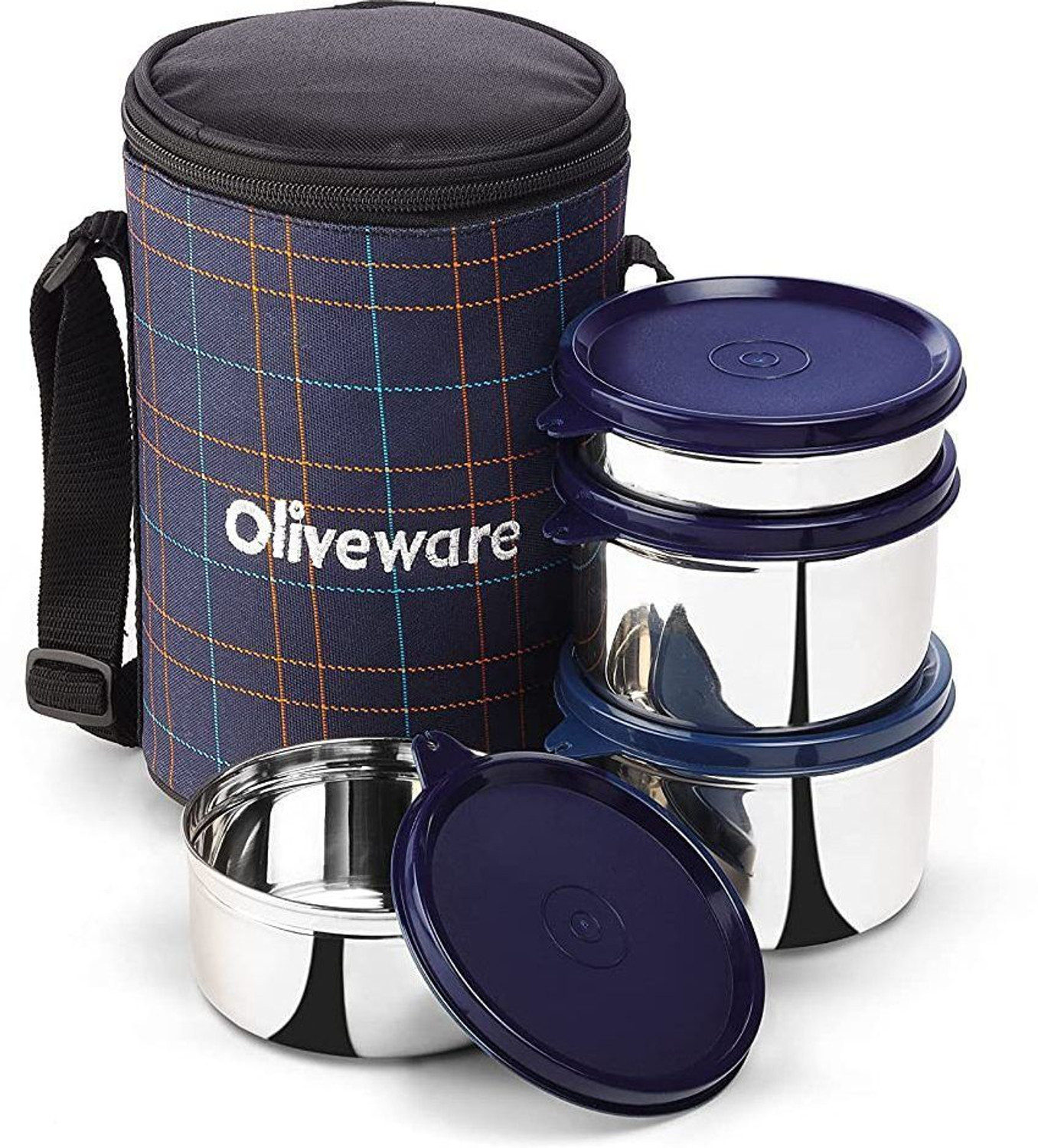 Oliveware Mega Lunch Box | Stainless Steel | Insulated Fabric Bag | Le
