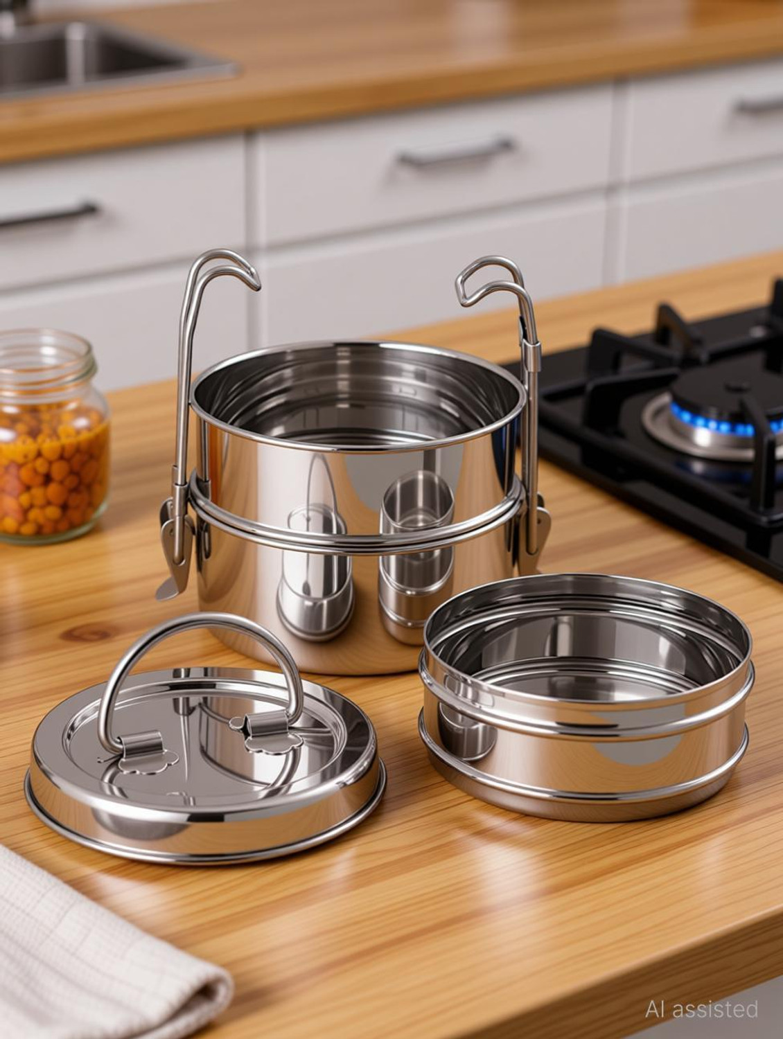 NEELAM Stainless Steel Tiffin Sada, 7x3 3 Containers Lunch Box  (1200 ml)