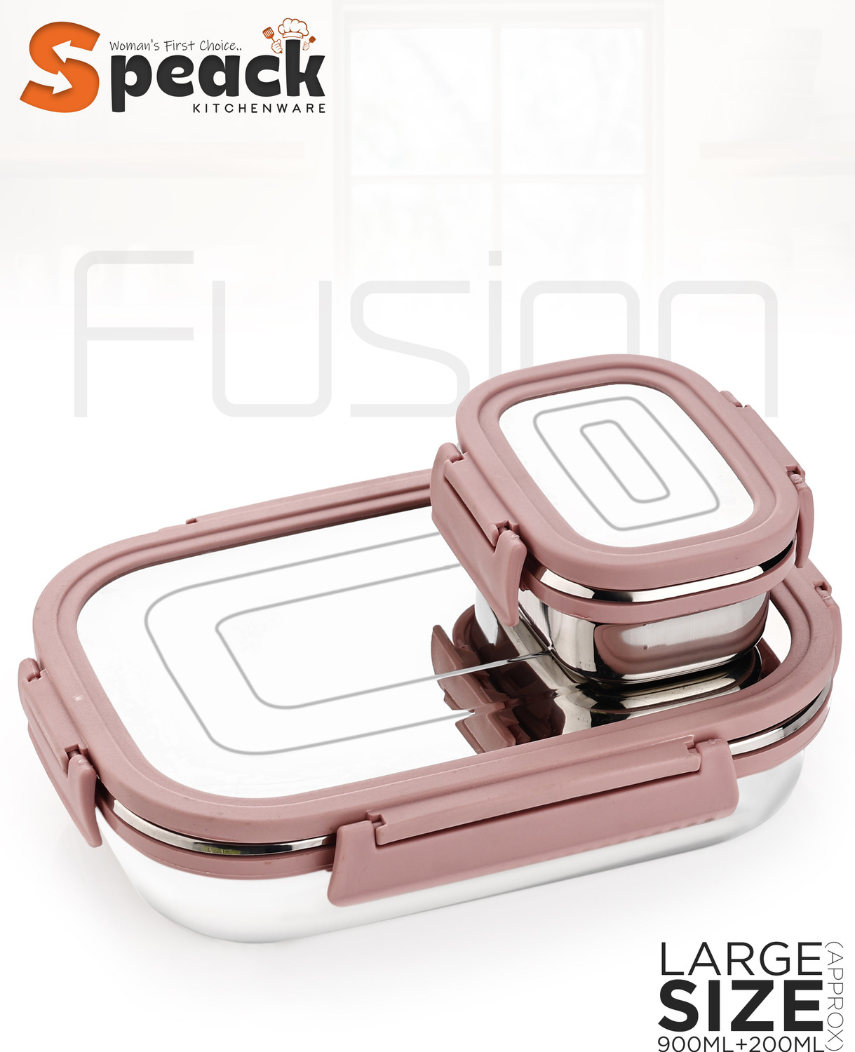 SPEACK Stainless Steel Lunch Box For School Children 2 Containers Lunch Box