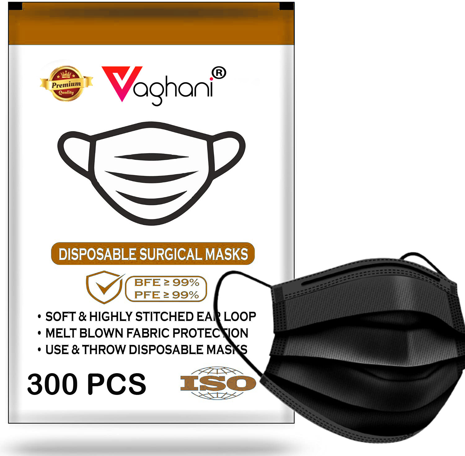 Image of Vaghani 3 Ply Surgical Mask (200 Piece) ( Grey ) Surgical Mask With Melt Blown Fabric Layer (Grey, Free Size, Pack of 200, 3 Ply)