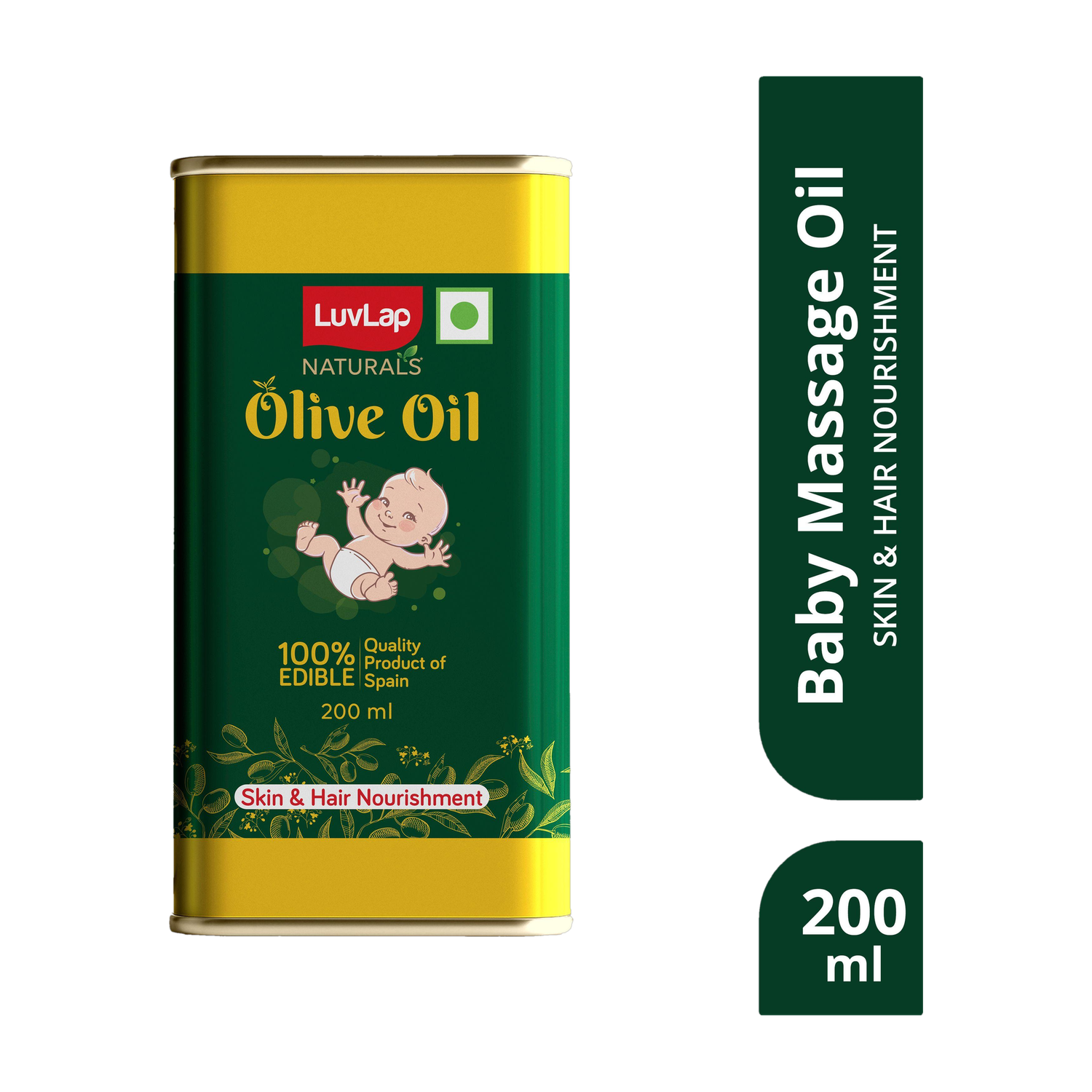 LuvLap Naturals Baby Body Massage Olive Oil, Spainsh Premium Olive Oil