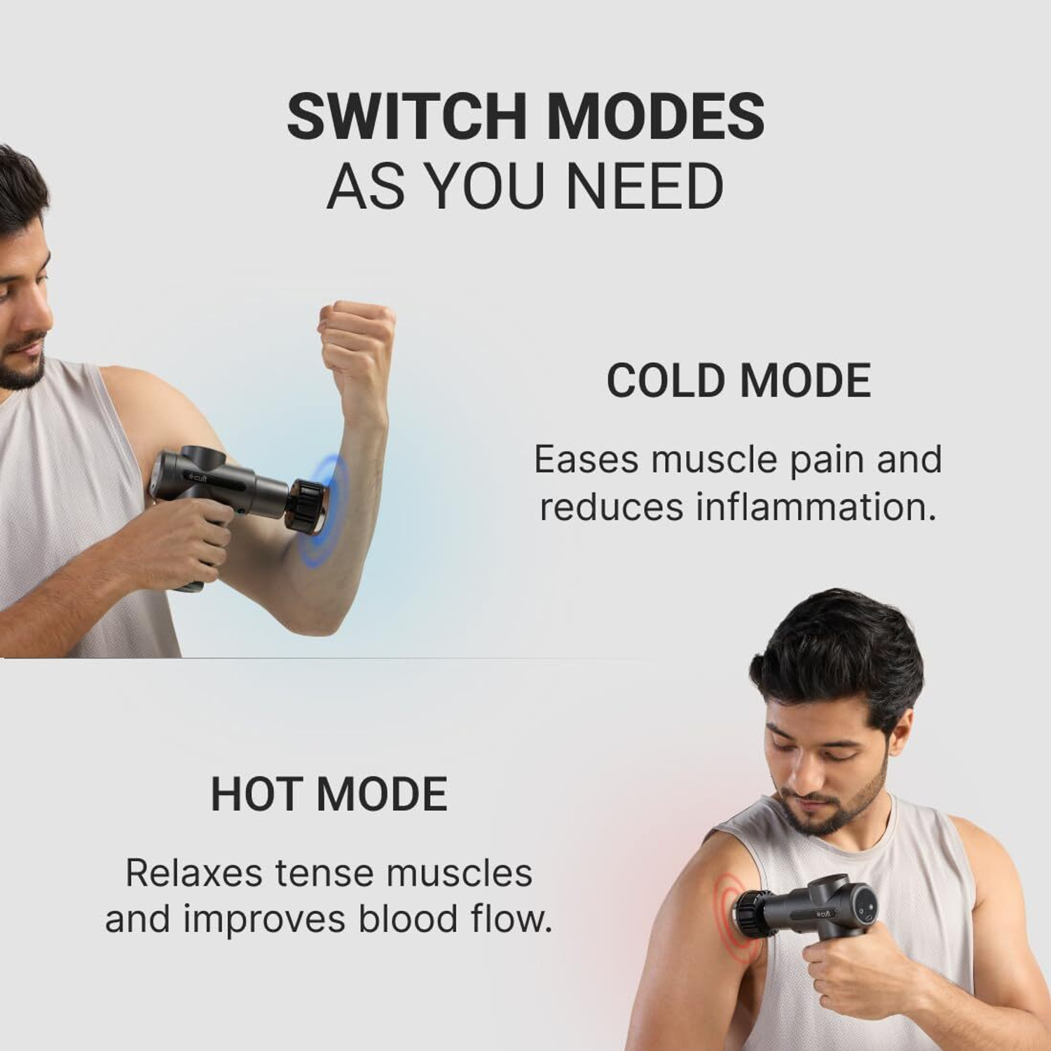 Image of Cult Impact Edge Deep tissue massage gun, Dual Hot and Cold therapy head 6-speed intensity, Silicone round head Massager (Black)