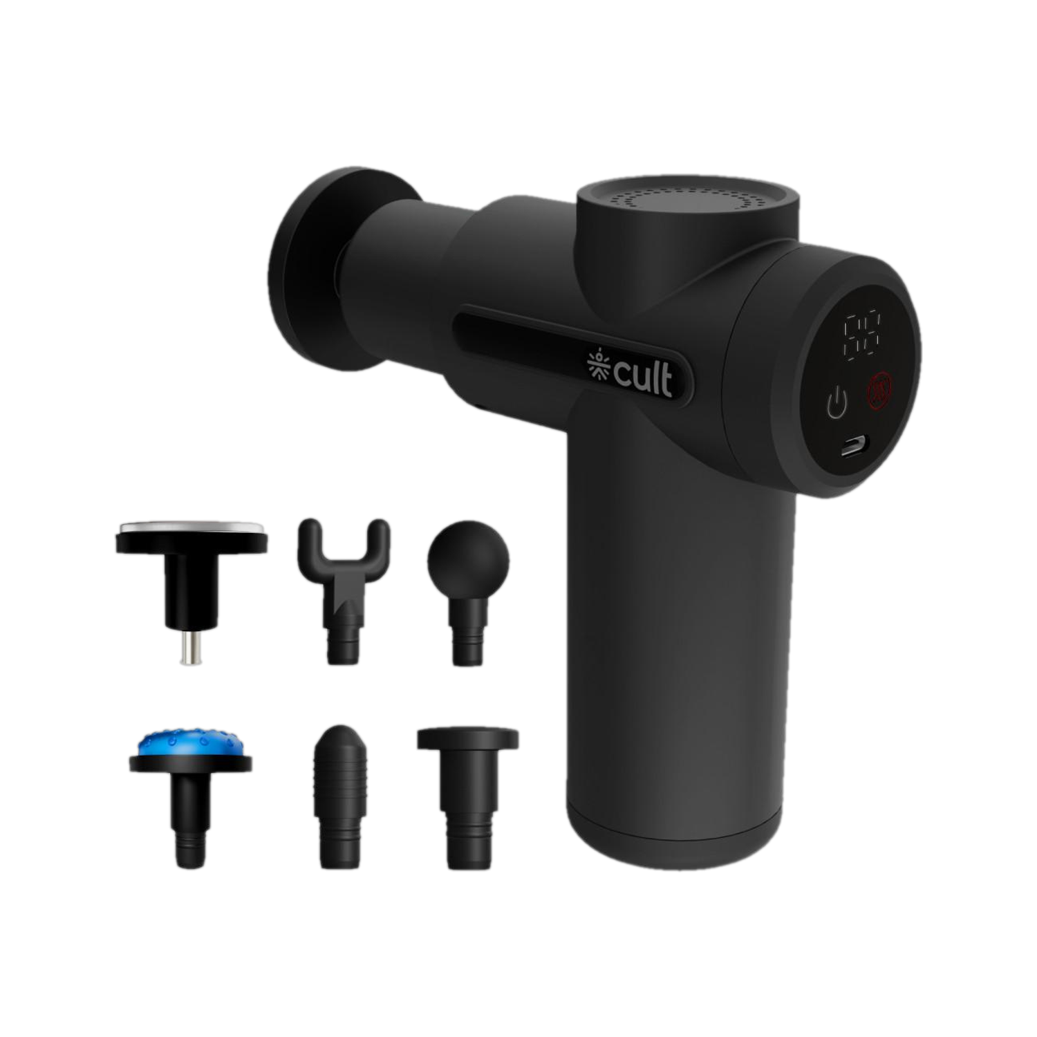 Image of Cult Impact Edge Deep tissue massage gun, Dual Hot and Cold therapy head 6-speed intensity, Silicone round head Massager (Black)