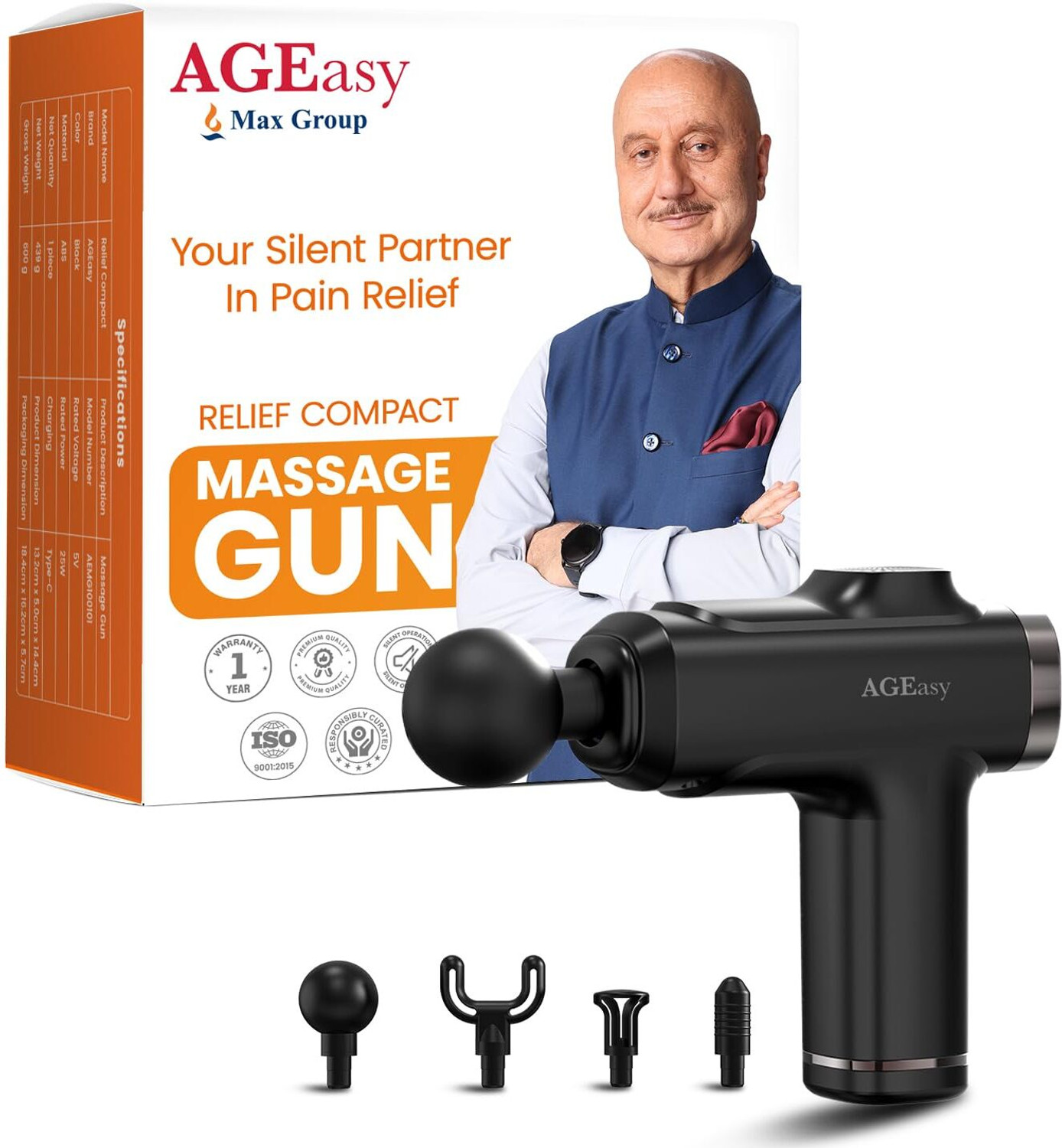 Image of Cult Impact Edge Deep tissue massage gun, Dual Hot and Cold therapy head 6-speed intensity, Silicone round head Massager (Black)