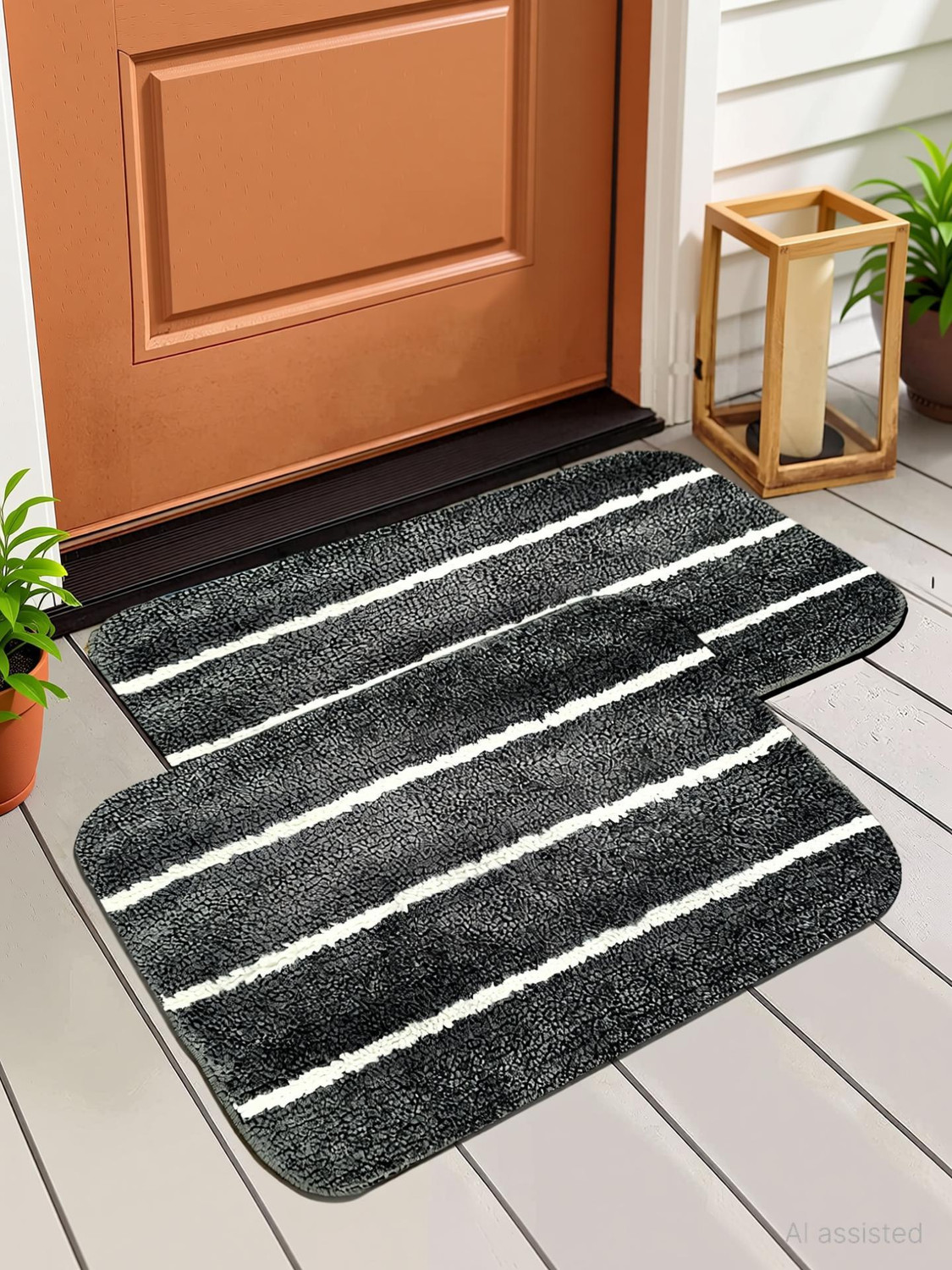 Image of HomeStore-YEP Microfiber Door Mat (Dark Grey, Pack of 2, Medium)