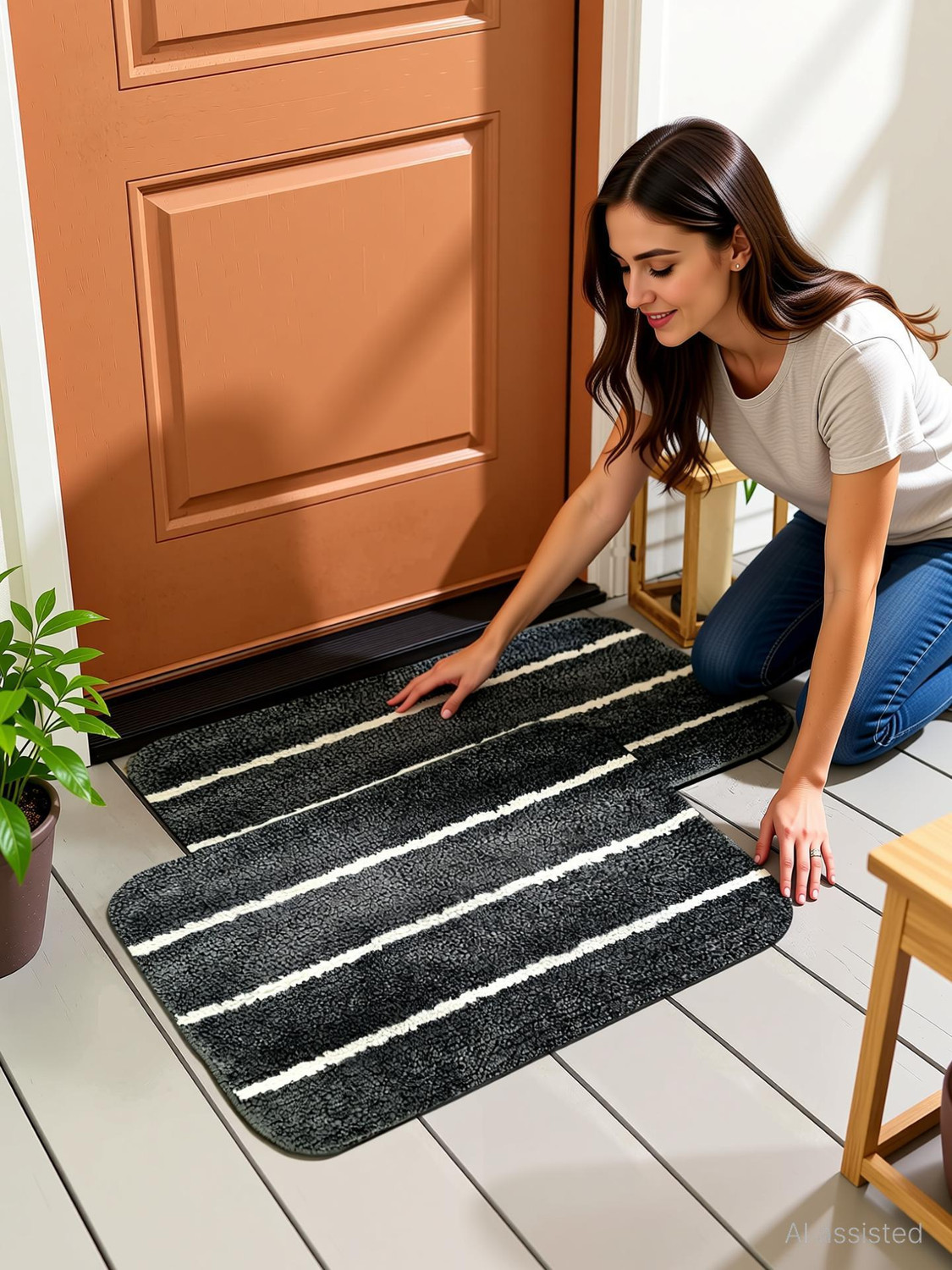 Image of HomeStore-YEP Microfiber Door Mat (Dark Grey, Pack of 2, Medium)