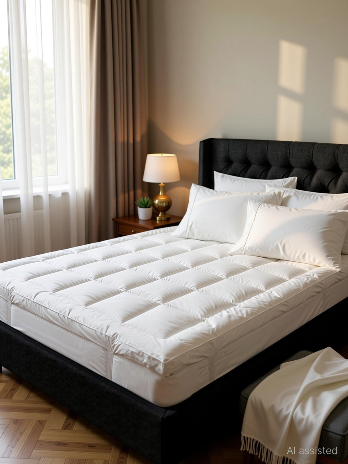 3 inch (7.62 cm) King Size Microfibre Breathable, Stretchable, Waterproof Mattress Topper (198 cm x 183 cm, White)