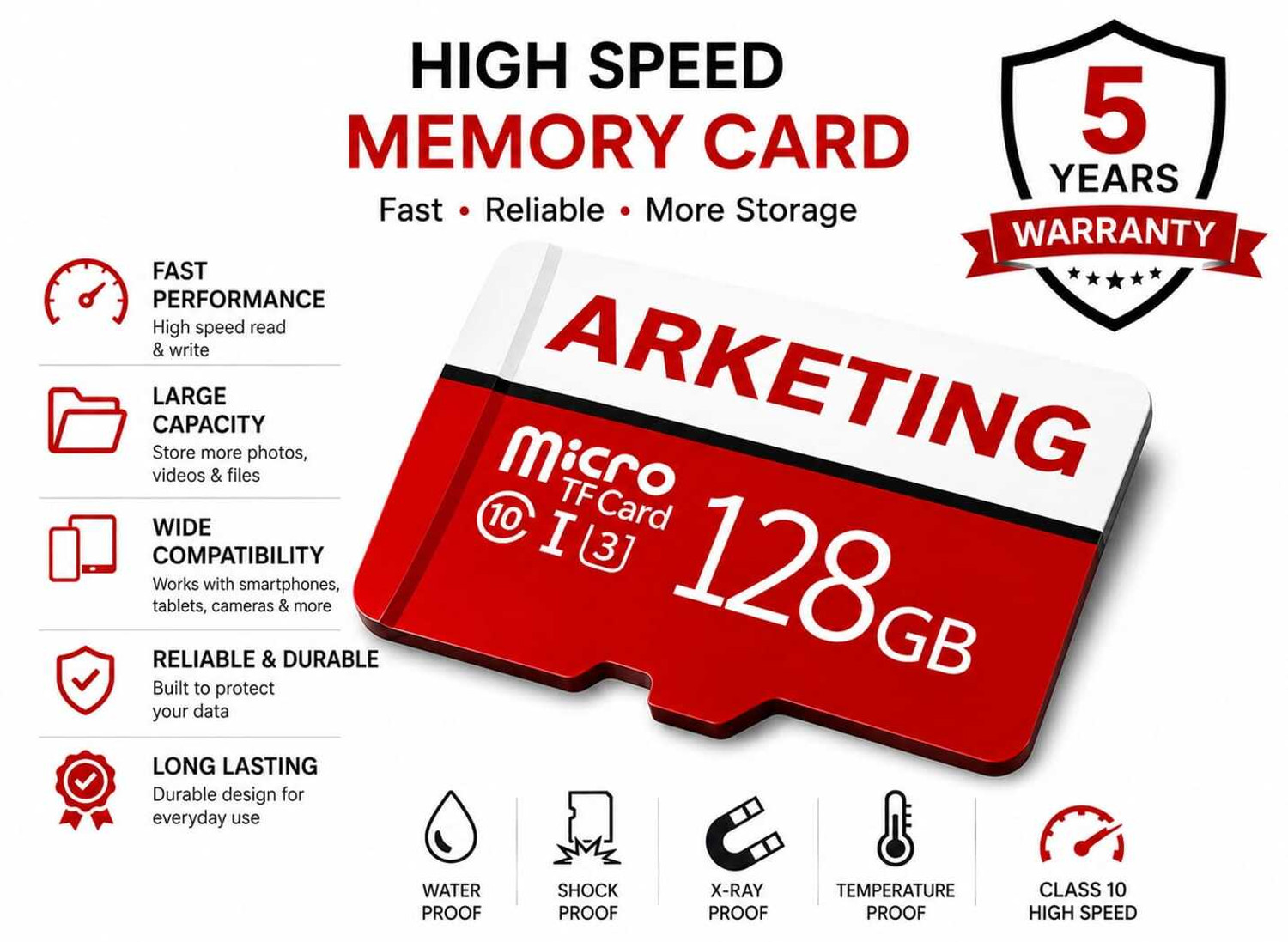 Image of ARKETING ARK256PROW XPRO 256 GB MicroSD Card Class 10 120 MB /s Memory Card Compatible with Camera, Mobile, Computer, Tablet