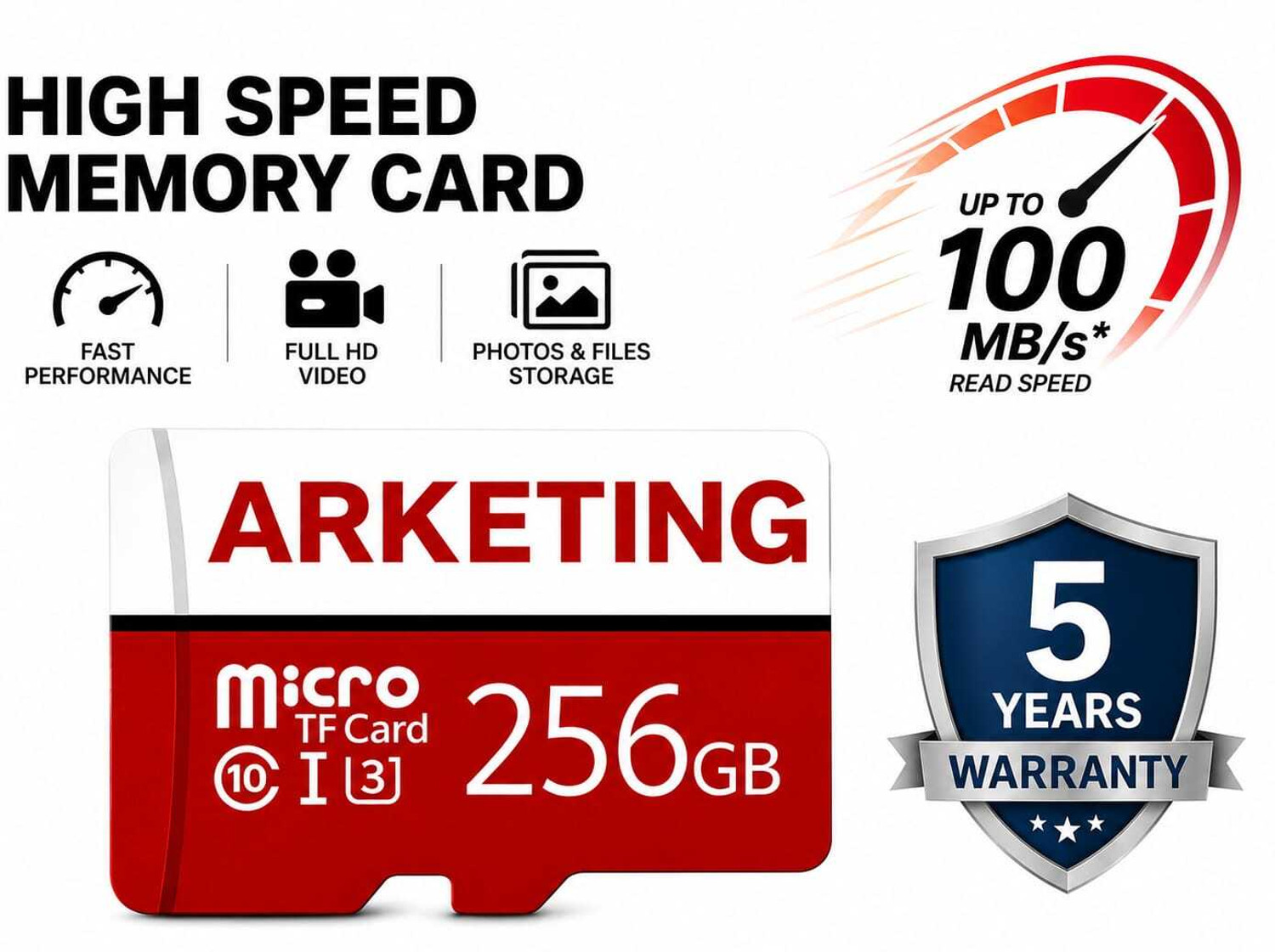 Image of ARKETING ARK256PROW XPRO 256 GB MicroSD Card Class 10 120 MB /s Memory Card Compatible with Camera, Mobile, Computer, Tablet