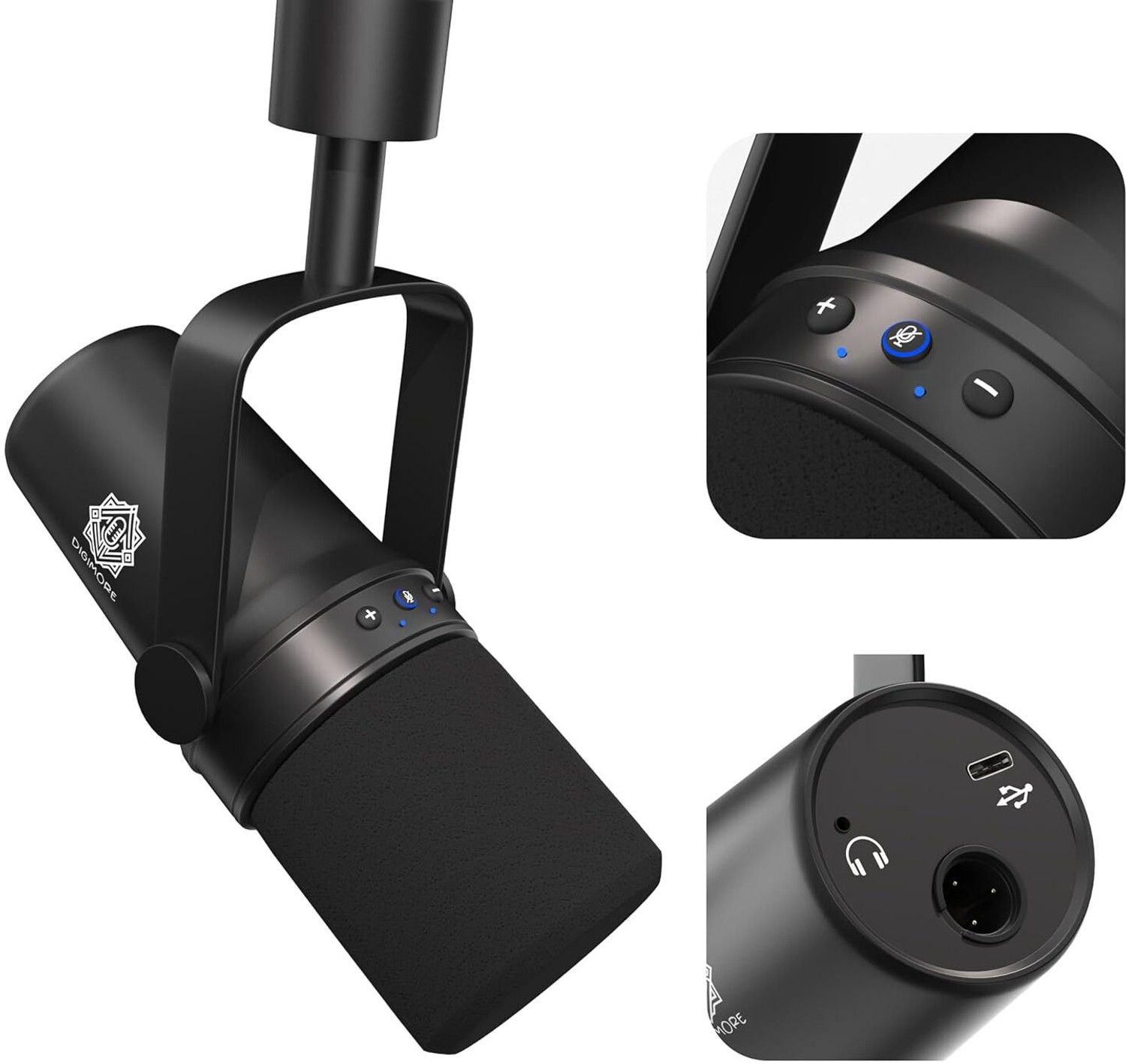 Digimore D-490 Dynamic Podcast Microphone | USB & XLR Outputs | 24-Bit
