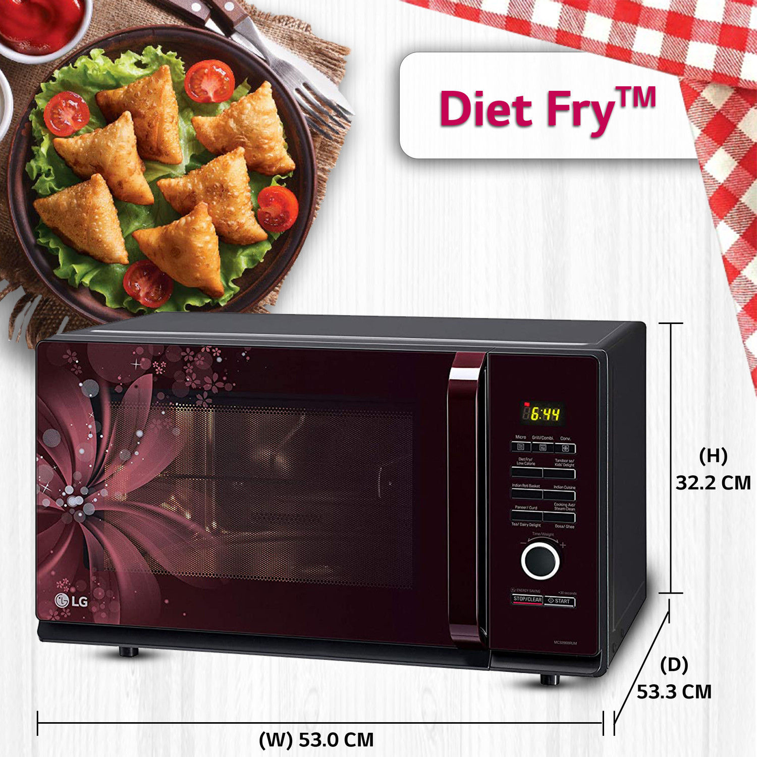 Image of LG 32 L Auto Cook Menu, Stainless steel cavity, 360 degree Motorised Rotisserie for Bar-be-queing, Indian Cuisine, Tandoor Se, Steam Clean & Diet Fry) Convection Microwave Oven