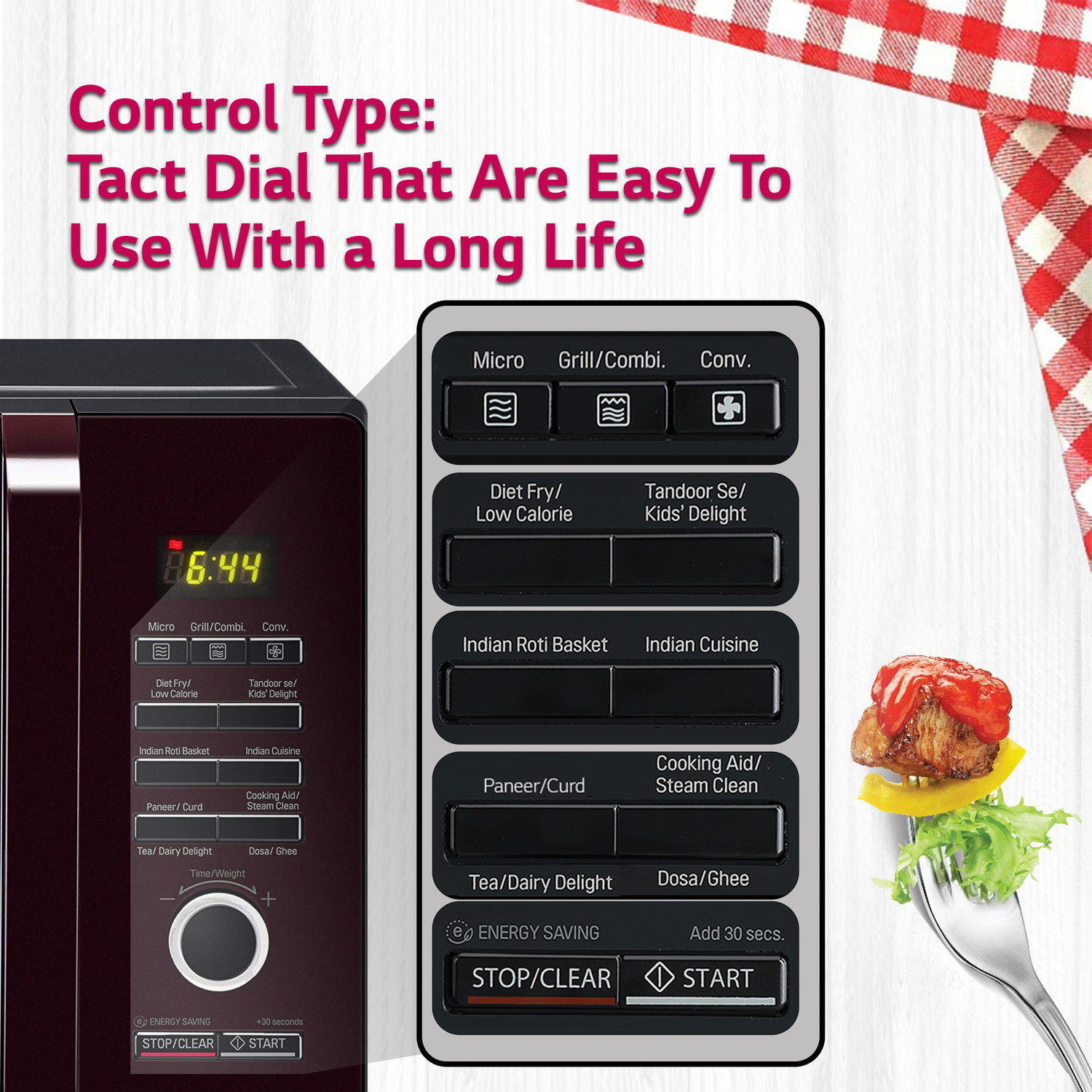 Image of LG 32 L Auto Cook Menu, Stainless steel cavity, 360 degree Motorised Rotisserie for Bar-be-queing, Indian Cuisine, Tandoor Se, Steam Clean & Diet Fry) Convection Microwave Oven