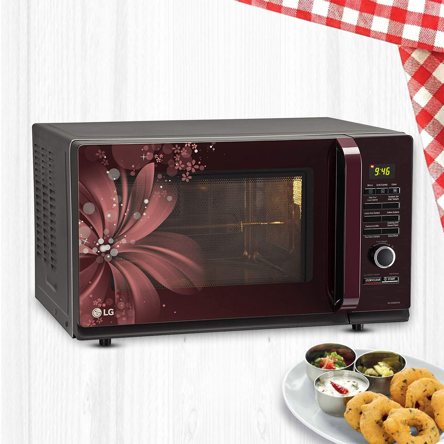 Image of LG 32 L Auto Cook Menu, Stainless steel cavity, 360 degree Motorised Rotisserie for Bar-be-queing, Indian Cuisine, Tandoor Se, Steam Clean & Diet Fry) Convection Microwave Oven