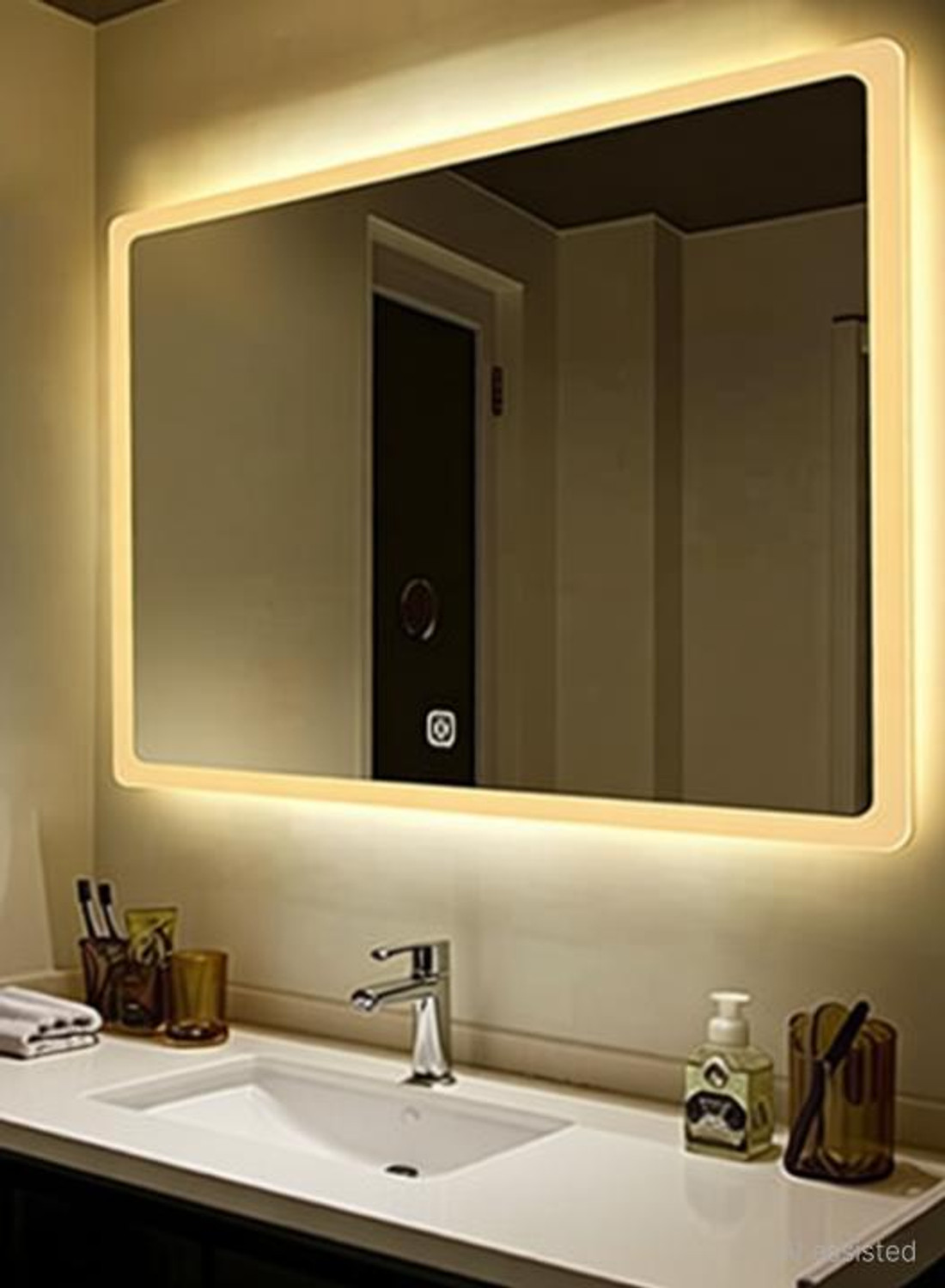 Khushi Decors 18x24 Inch LED Wall Mirror Glass with Touch Sensor Light