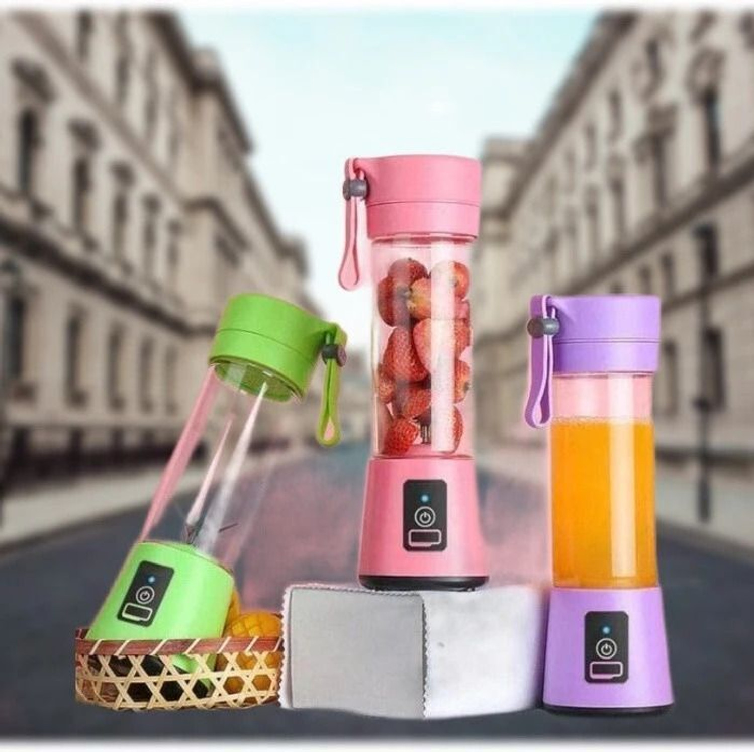 Image of ons Electric juice mixer,Personal Smoothie Maker,Mini Fruit Mixer for Shakes 25 W Juicer Mixer Grinder (Portable Electric Juicer - USB Rechargeable with 6 Blades, 3 Speed Setting@2 | 1 Jar | Multicolor)