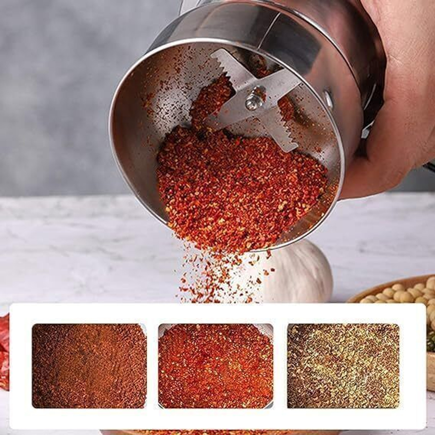 Image of DAKSHWAY Mini Mixer Grinder 800 W Juicer Mixer Grinder (Electric Portable Coffee Bean and Spice Grinder Machine for Whole Coffee Beans | 1 Jar | Silver)