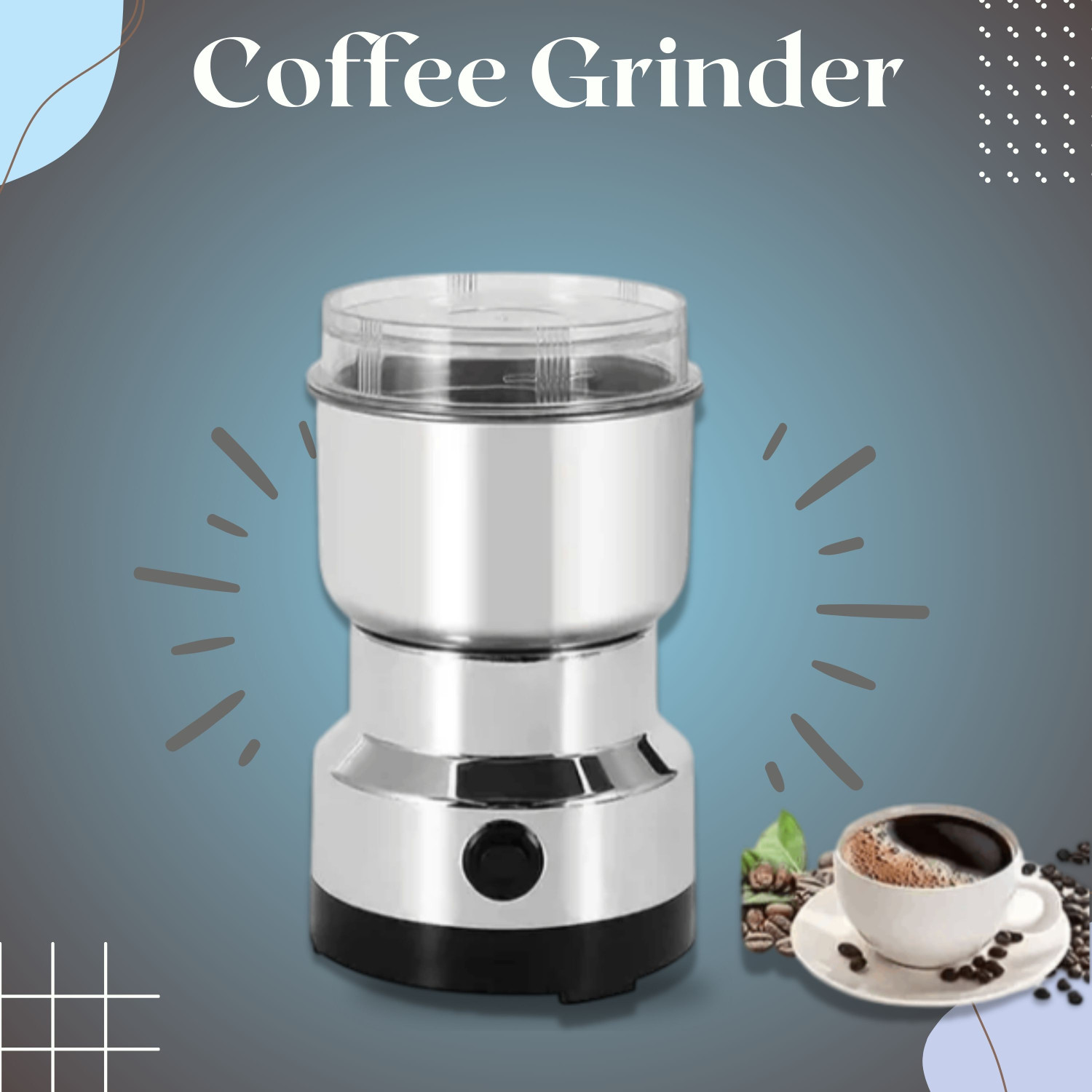 Image of DAKSHWAY Mini Mixer Grinder 800 W Juicer Mixer Grinder (Electric Portable Coffee Bean and Spice Grinder Machine for Whole Coffee Beans | 1 Jar | Silver)