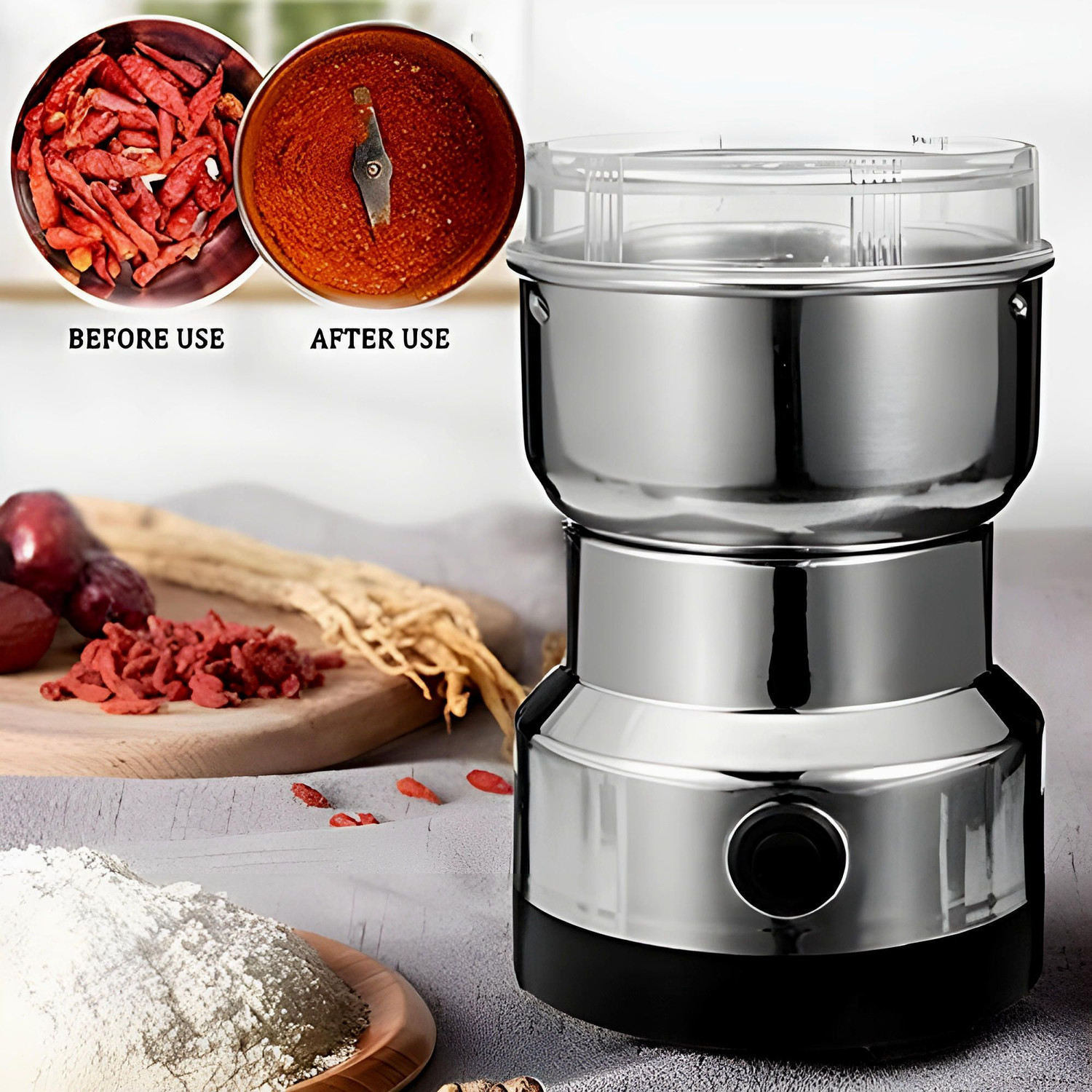Image of Manasa Grinder 1 200 W Mixer Grinder (Electric Mixer Grinder, Coffee Maker for Kitchen Nuts, Masala & Onion GarlicK267 | 1 Jar | Silver)