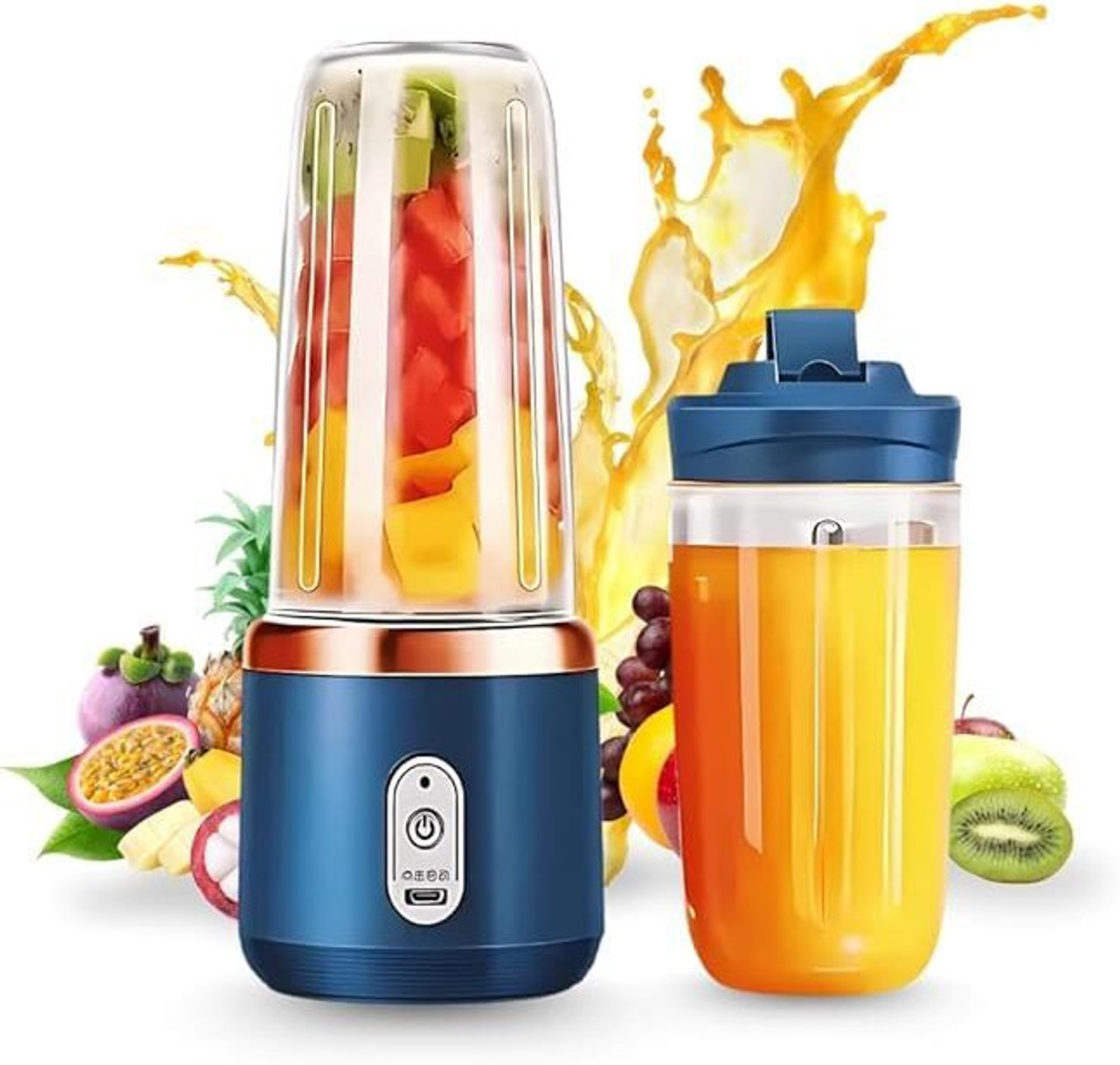 Image of Prabhaglobal Mixer Juicer Jar Hend Blender 180 W Juicer Mixer Grinder (Portable USB Juicer Blue | 2 Jars | Multicolor)