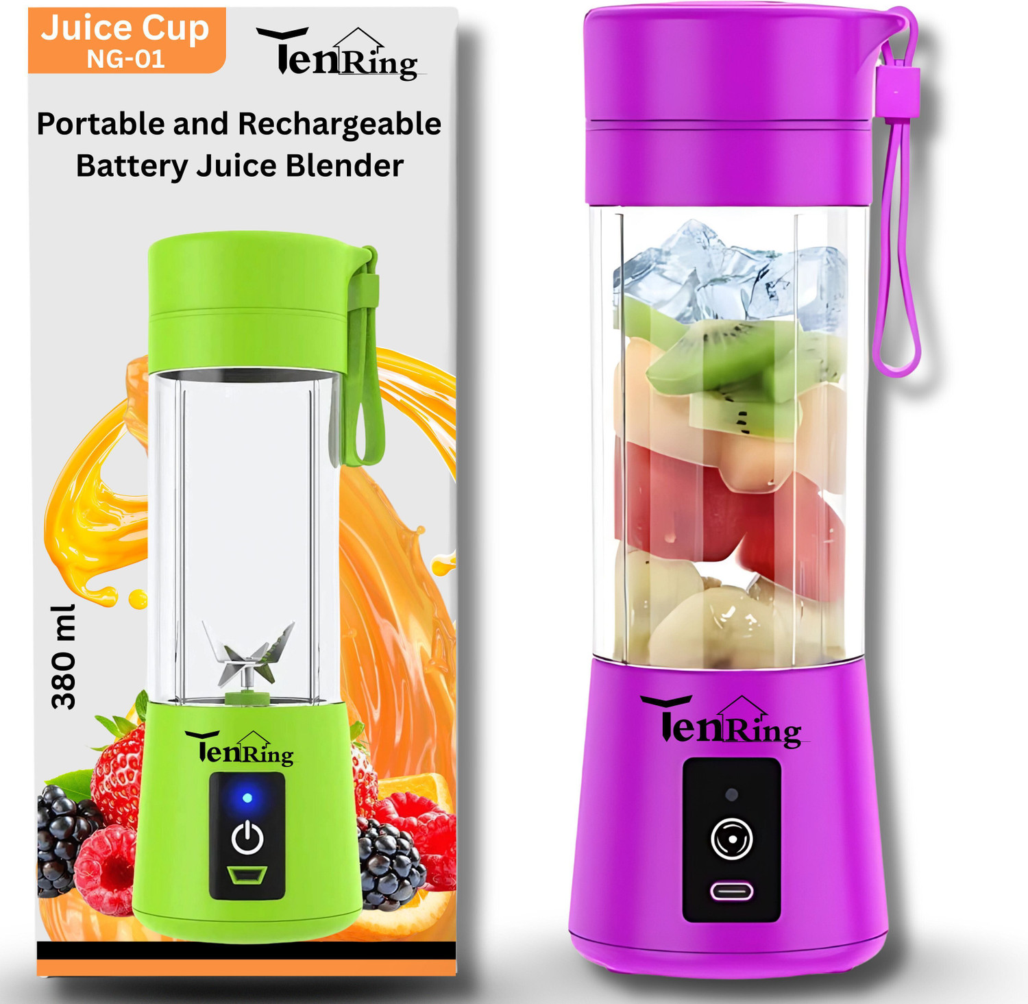 Image of MLSALES Portable Mini USB Juicer | Cordless Rechargeable Blender for Fresh Juices 150 W Juicer (350-KL-02 | 1 Jar | Multicolor)