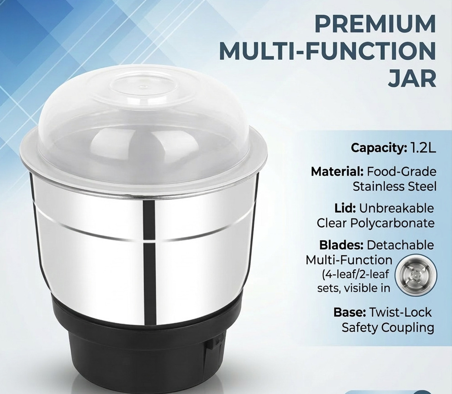 Image of dtenterprises MG1 105 W Mixer Grinder (Stainless Steel Mixer Grinder Chutney Jar | 1 Jar | Silver)