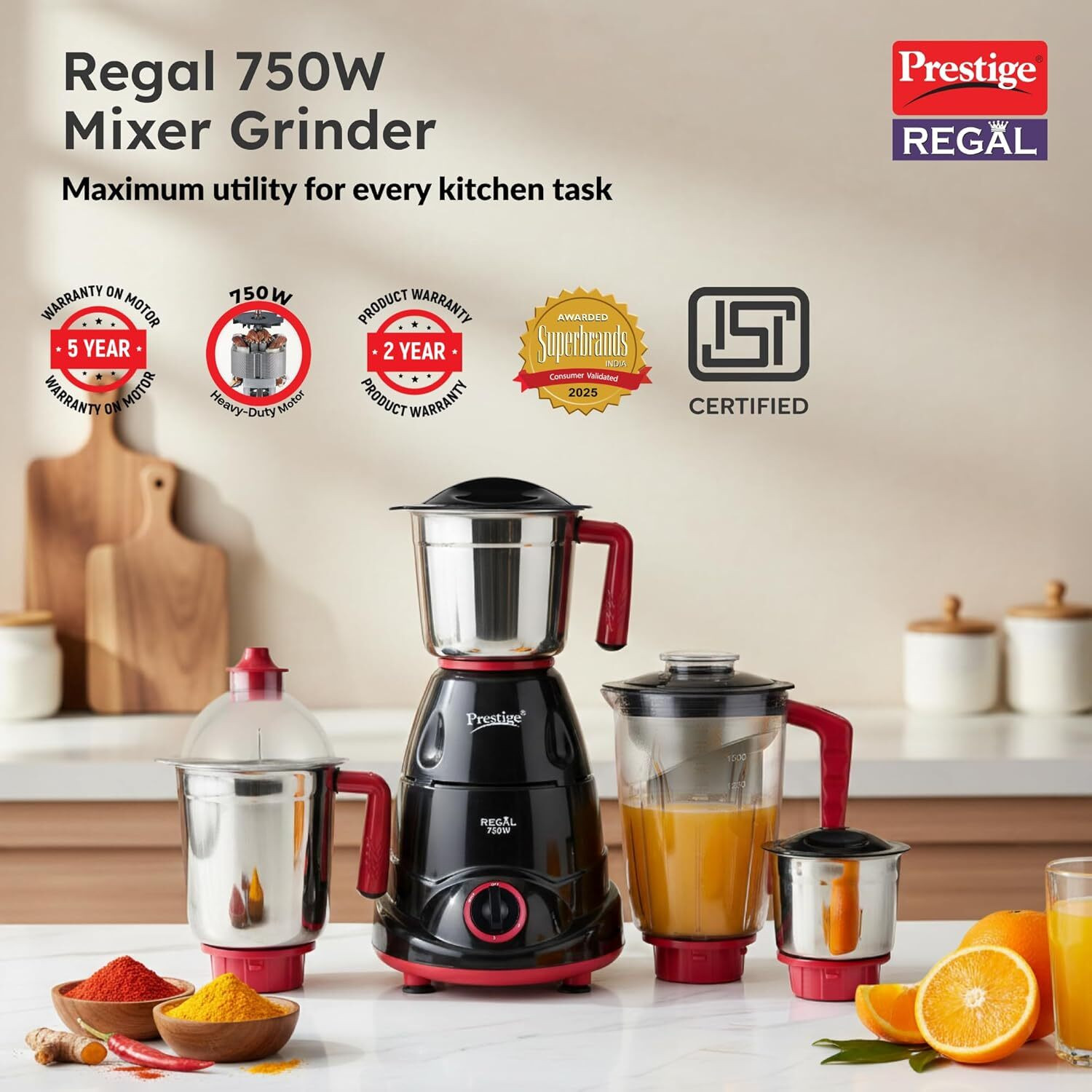 Image of Sunflame CRYSTAL 3 JARS 500 W Juicer Mixer Grinder (Crystal | 3 Jars | White)