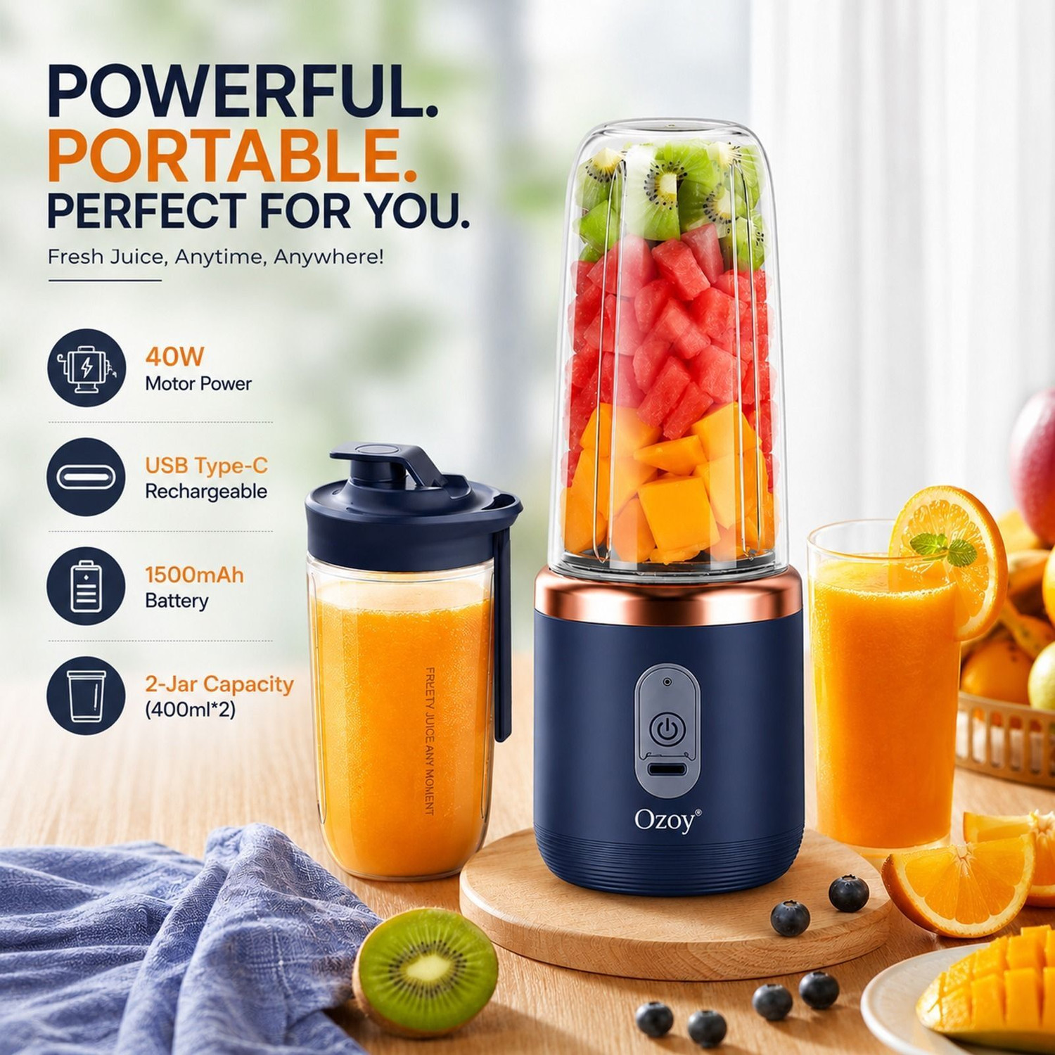 Image of princemarkett Pro Fruit Juicer 200 W Juicer Mixer Grinder (AK 883A ELECTRIC JUICER MIXER GRINDER RECHARGEABLE USB BOTTLE BLENDER SHAKER | 1 Jar | Multicolor)