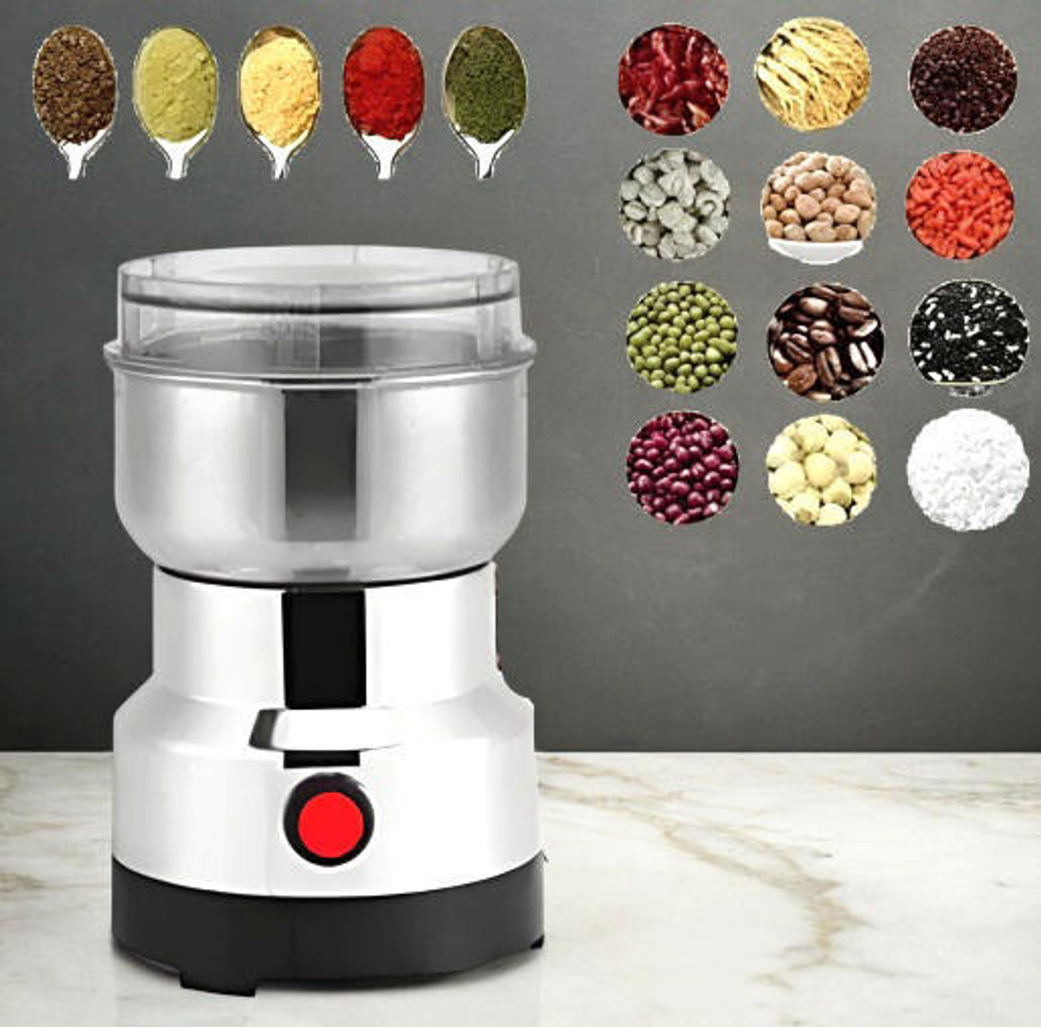 Image of DAKSHWAY Mini Mixer Grinder 800 W Juicer Mixer Grinder (Electric Portable Coffee Bean and Spice Grinder Machine for Whole Coffee Beans | 1 Jar | Silver)