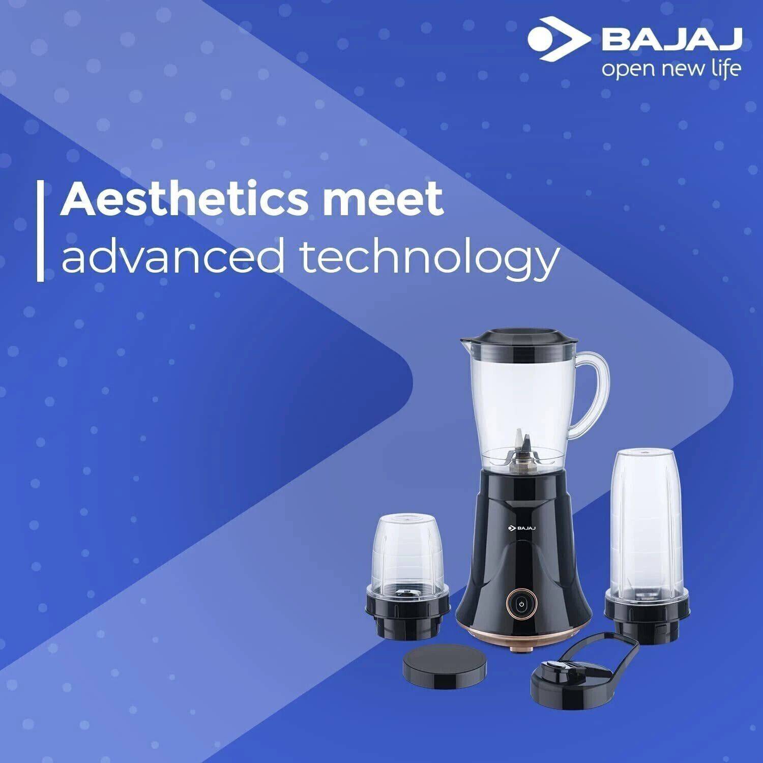 BAJAJ Mixer Grinder NX 01 300 W Mixer Grinder (NX 01 Power Full 300W, 3 Jar Nutri Blend | 3 Jars | Black)