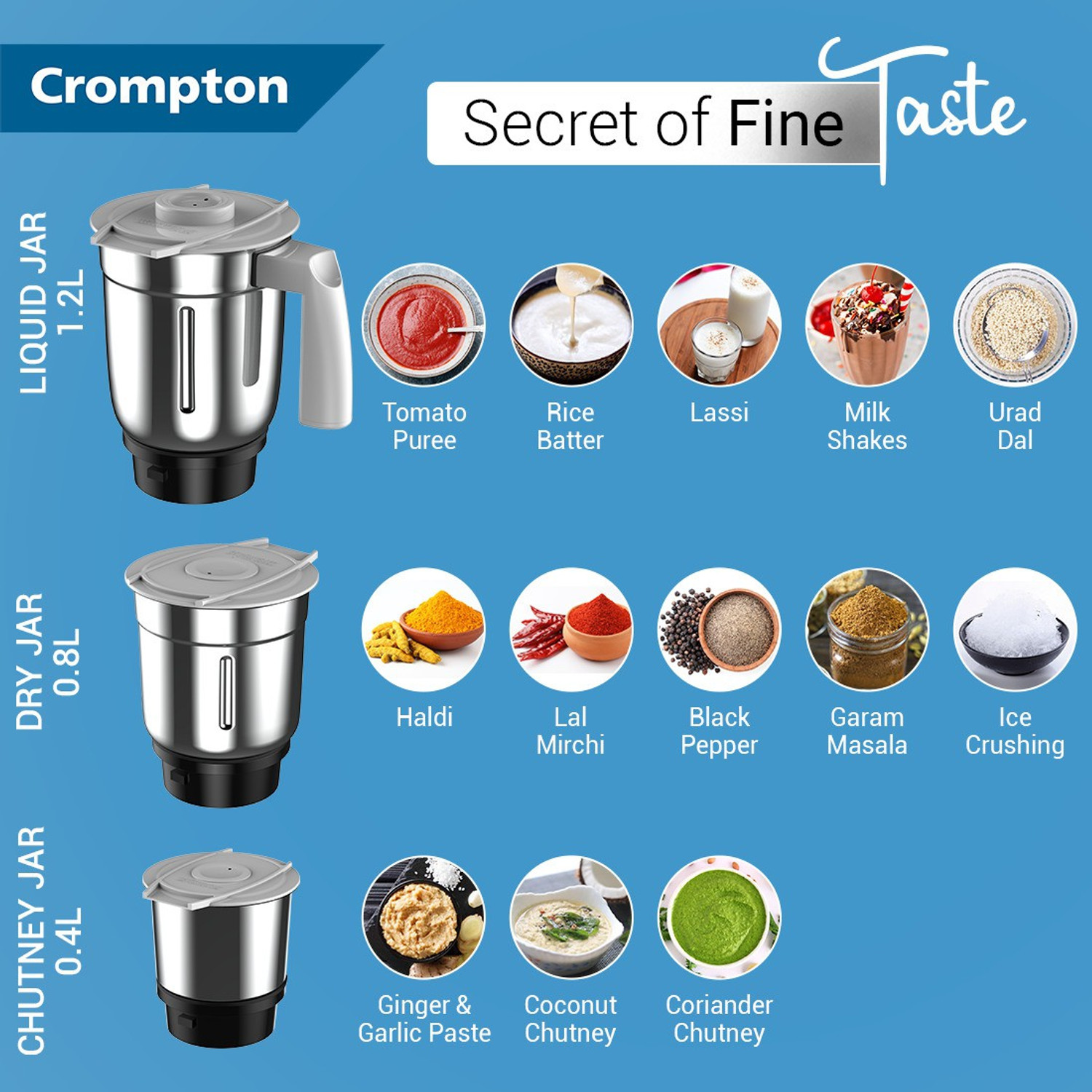 Image of Crompton DS 500 W Mixer Grinder