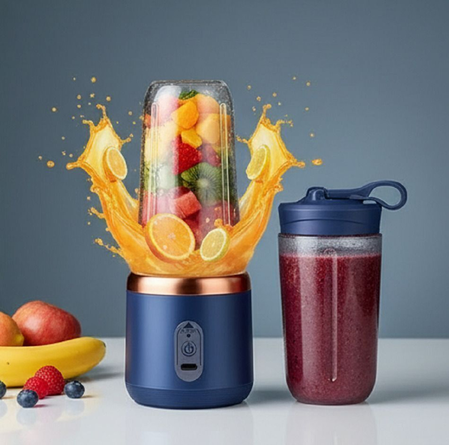 Image of Prabhaglobal Mixer Juicer Jar Hend Blender 180 W Juicer Mixer Grinder (Portable USB Juicer Blue | 2 Jars | Multicolor)