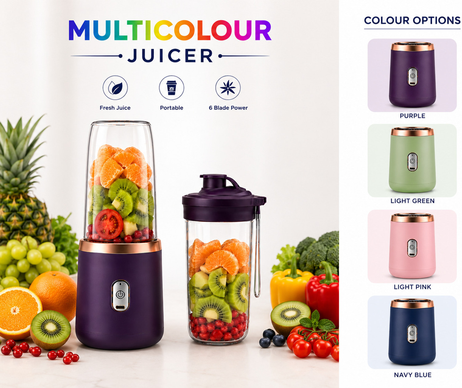 Image of princemarkett Pro Fruit Juicer 200 W Juicer Mixer Grinder (ASE 869A BlendLife Juice With Sipper For Juices, Shakes, Smoothies, Baby Food | 1 Jar | Multicolor)
