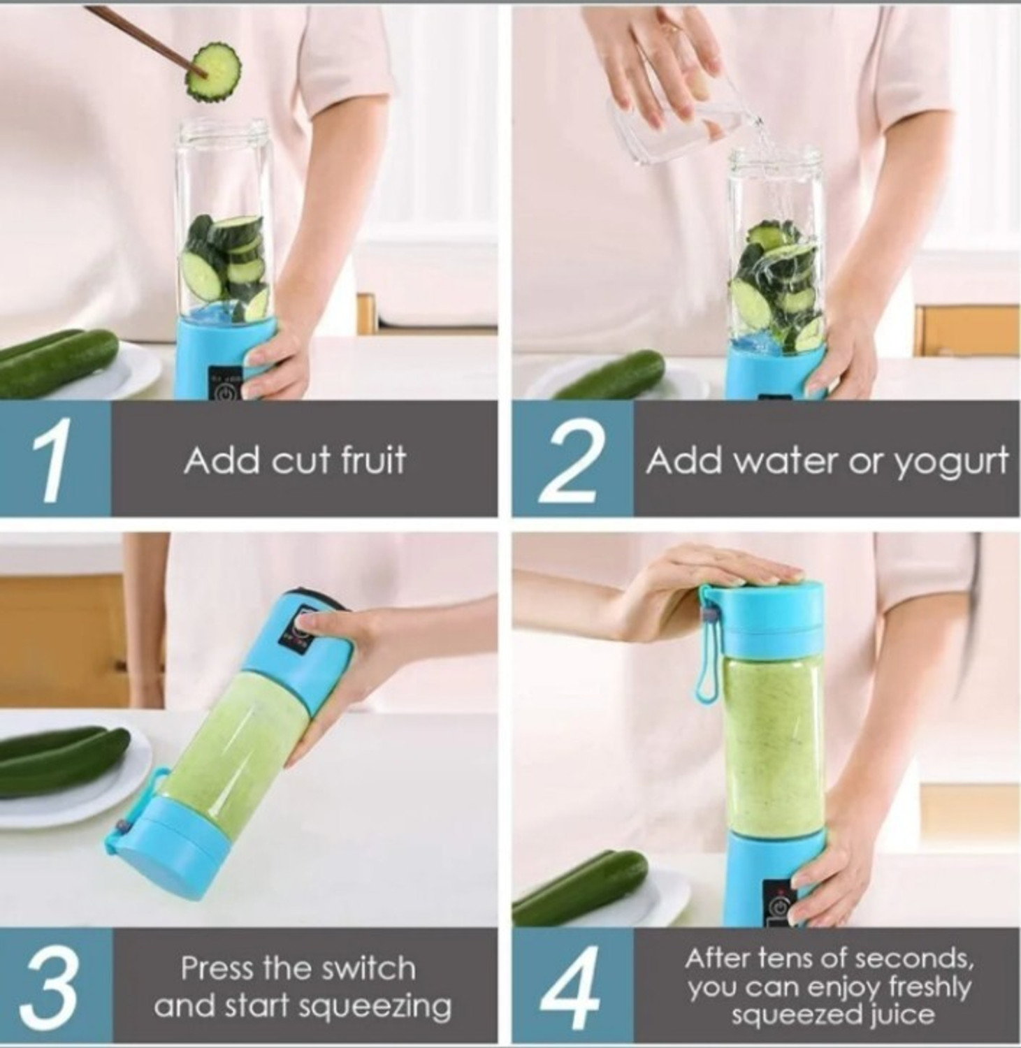 Image of ons Electric juice mixer,Personal Smoothie Maker,Mini Fruit Mixer for Shakes 25 W Juicer Mixer Grinder (Portable Electric Juicer - USB Rechargeable with 6 Blades, 3 Speed Setting@2 | 1 Jar | Multicolor)