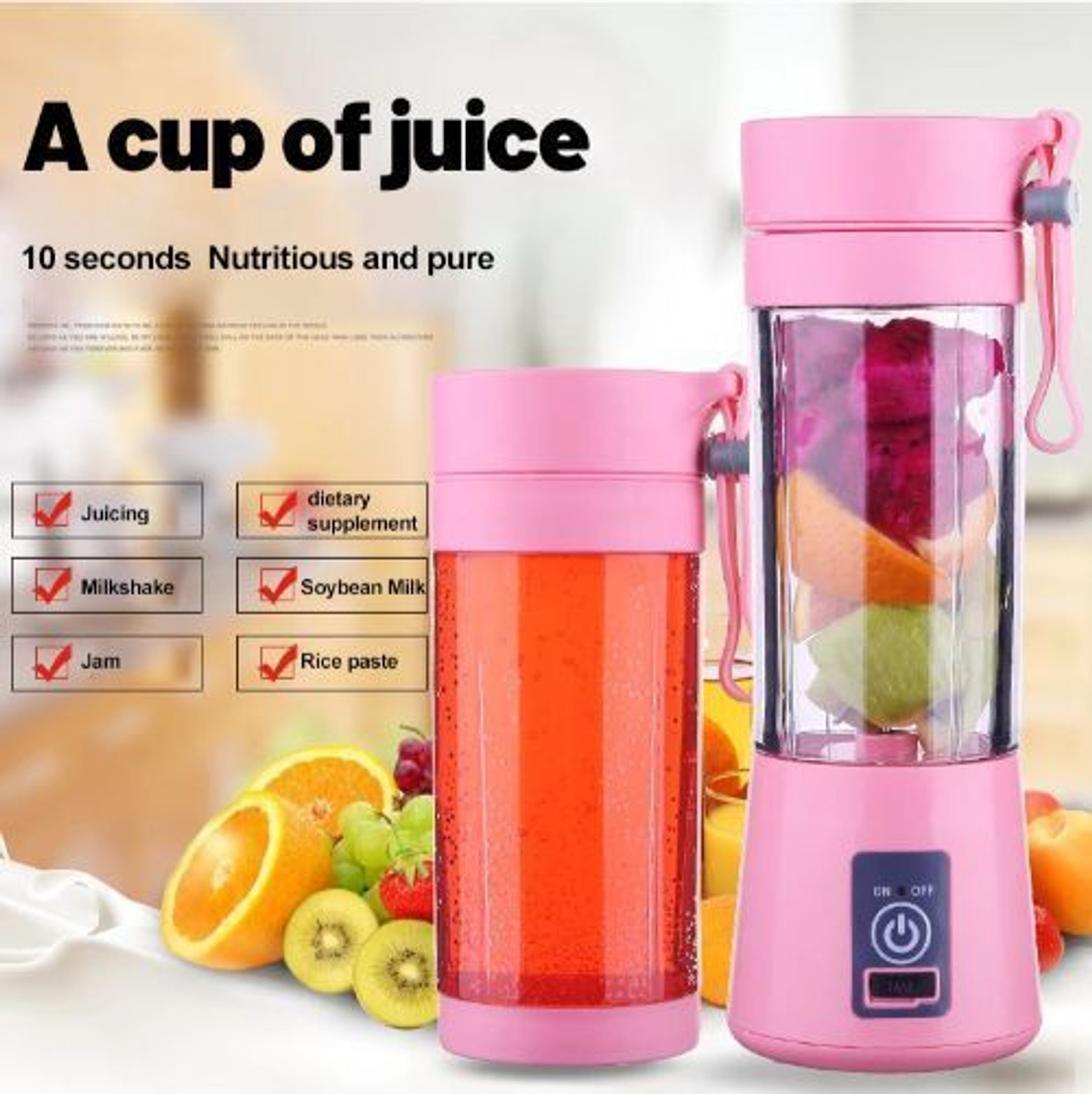 Image of GYVM ENTERPRICE Pro Fruit Juicer 200 W Juicer Mixer Grinder (AYY 463Y RECHARGEABLE PORTABLE USB JUICER BOTTLE SLECTRIC MIXER BLENDER GRINDER | 1 Jar | Multicolor)