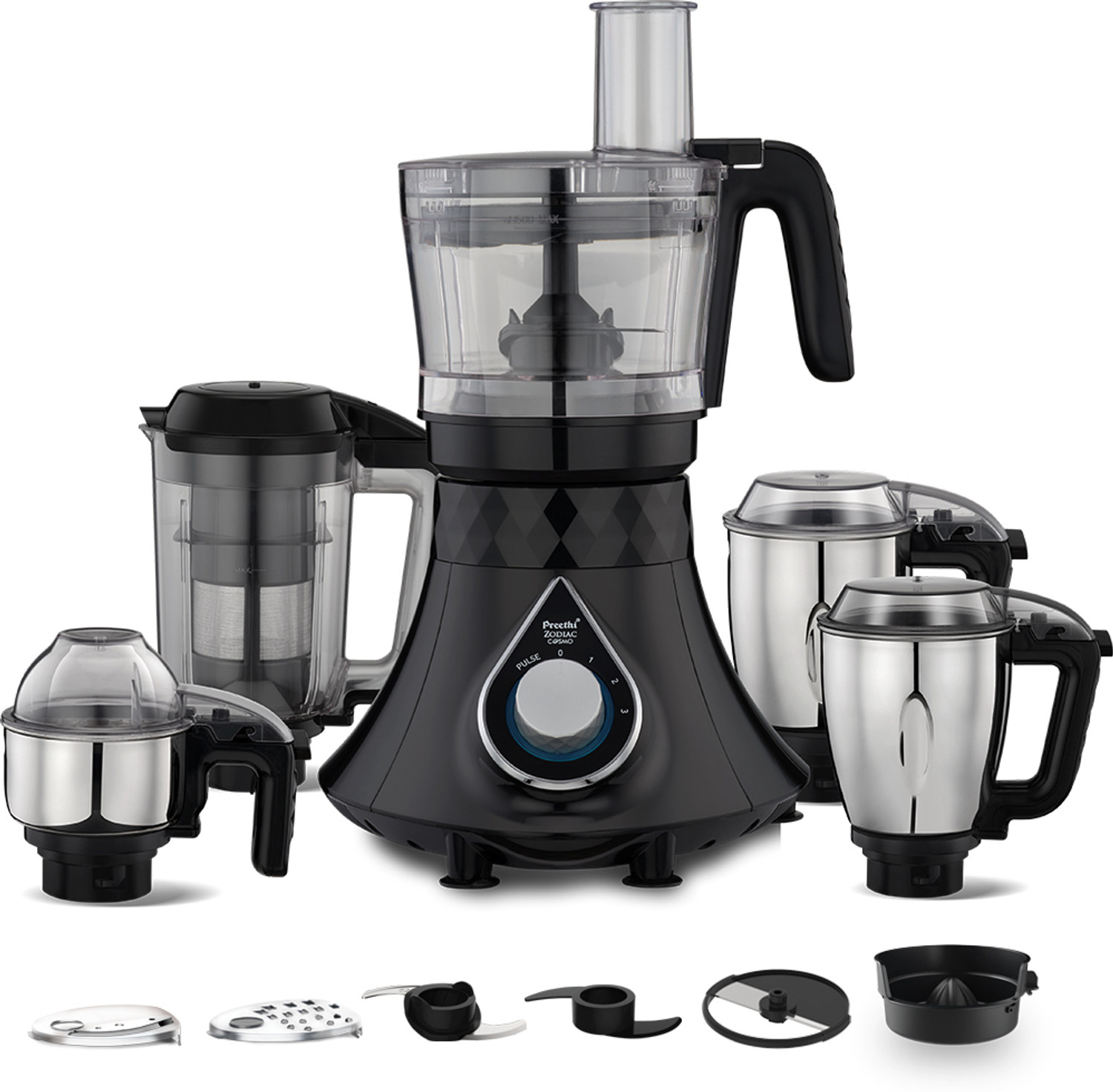 Preethi Zodiac Cosmo MG 236 750 Juicer Mixer Grinder (5 Jars, Black)