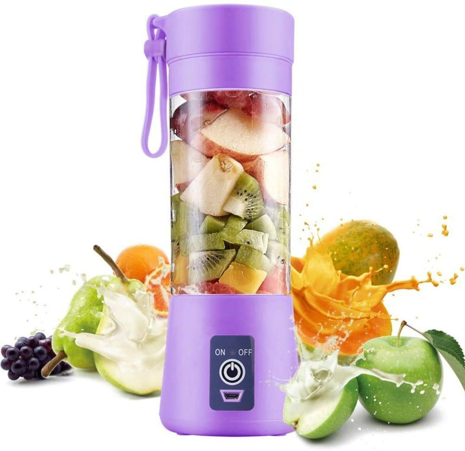 Image of ons Electric juice mixer,Personal Smoothie Maker,Mini Fruit Mixer for Shakes 25 W Juicer Mixer Grinder (Portable Electric Juicer - USB Rechargeable with 6 Blades, 3 Speed Setting@2 | 1 Jar | Multicolor)