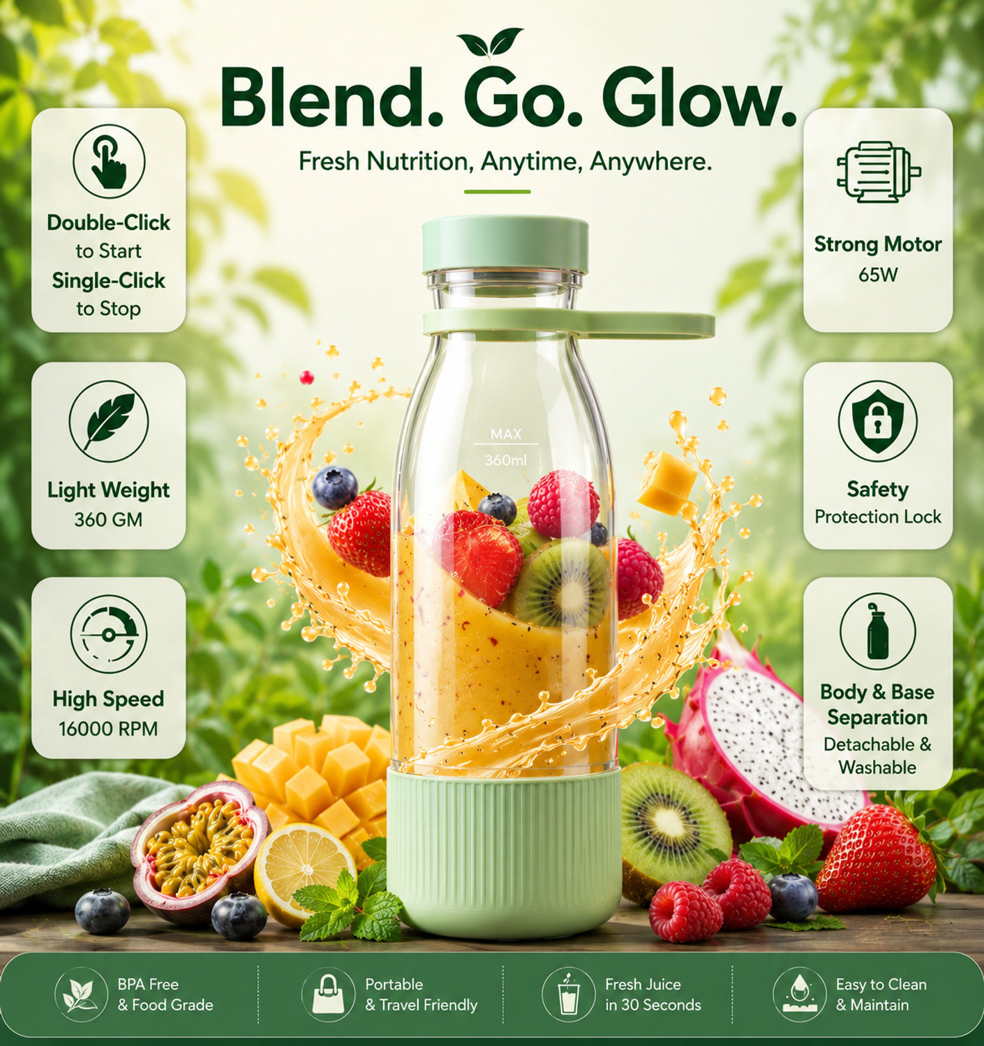 Image of princemarkett Pro Fruit Juicer 200 W Juicer Mixer Grinder (FKFJ02AB | 1 Jar | Multicolor)