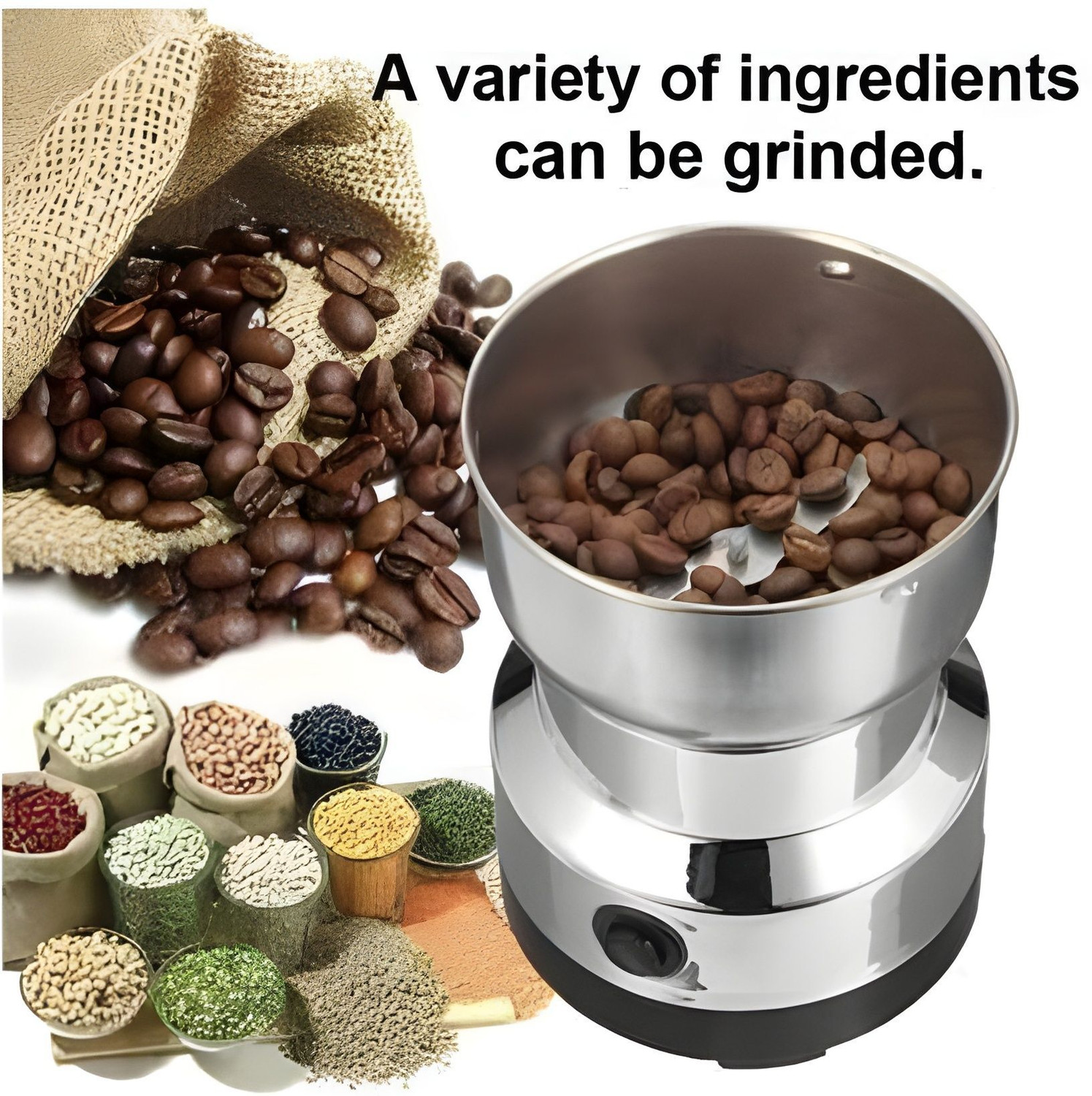 Image of JayGopalTrendz Grinder 350 W Mixer Grinder (Electric Grinder With Coffee & Nuts Grains Bean Grinder Juicer Mixer GrinderU398 | 1 Jar | Silver)