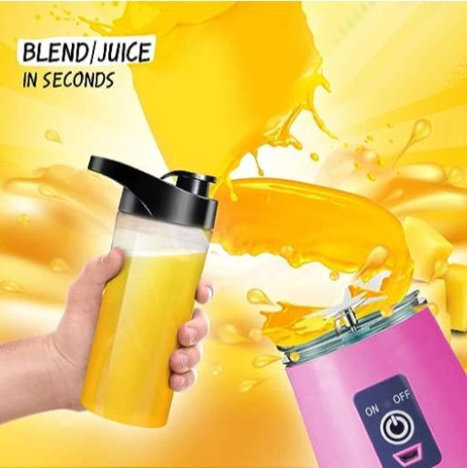 Image of princemarkett Pro Fruit Juicer 200 W Juicer Mixer Grinder (Msk 5987A Hand juicer,Mini Fruit Mixer Machine Portable Electric Personal Juicer | 1 Jar | Multicolor)