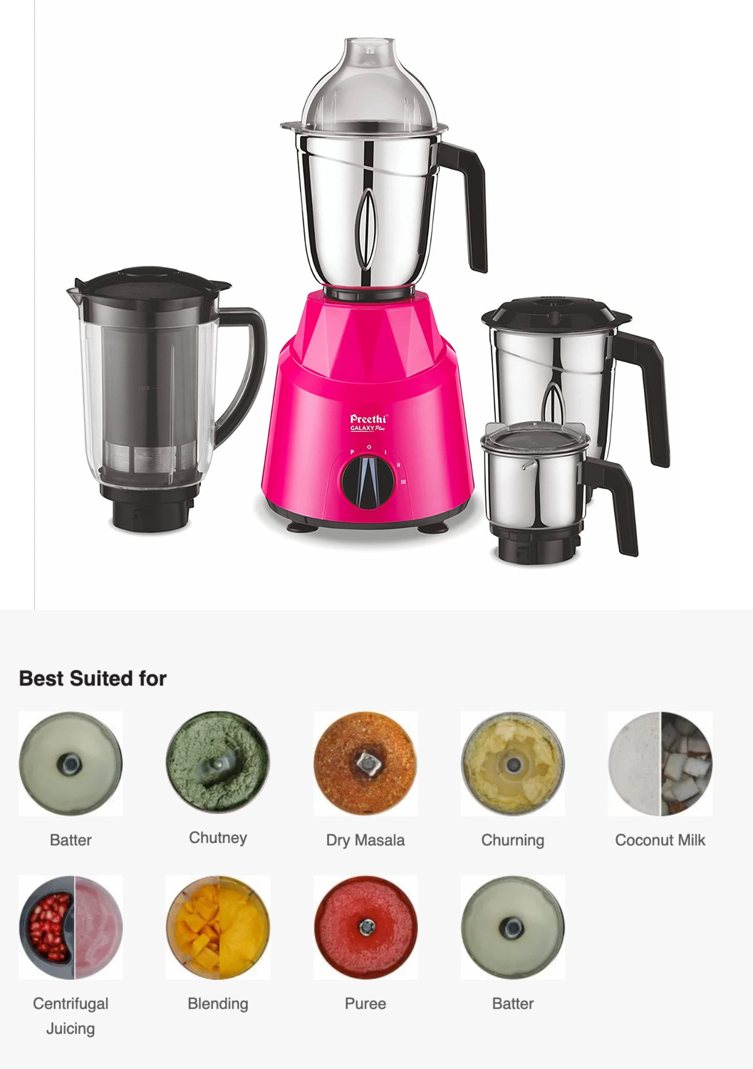 Image of Preethi by PREETHI MG 250 750 W Juicer Mixer Grinder