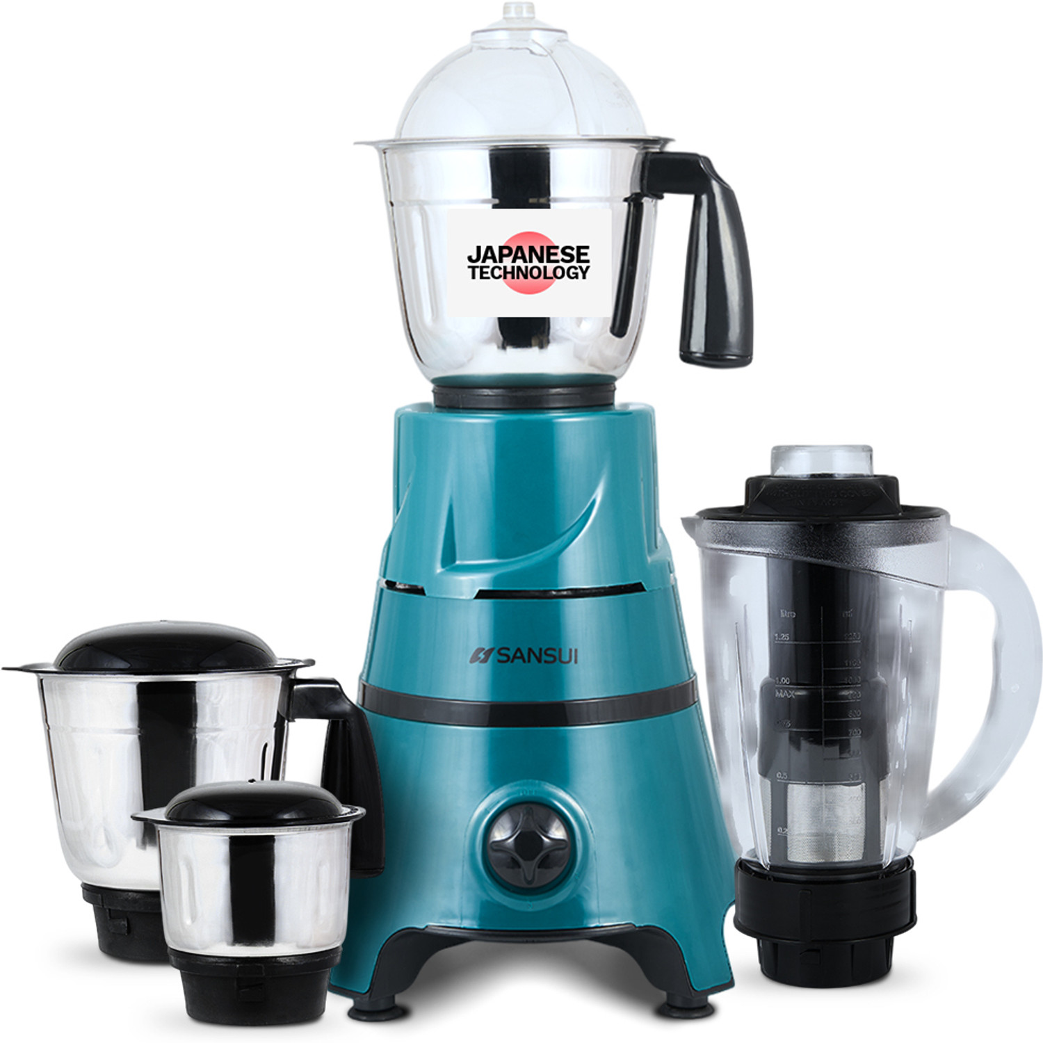 Sansui Flash pro 750 W Juicer Mixer Grinder (4 Jars, Green, Black)