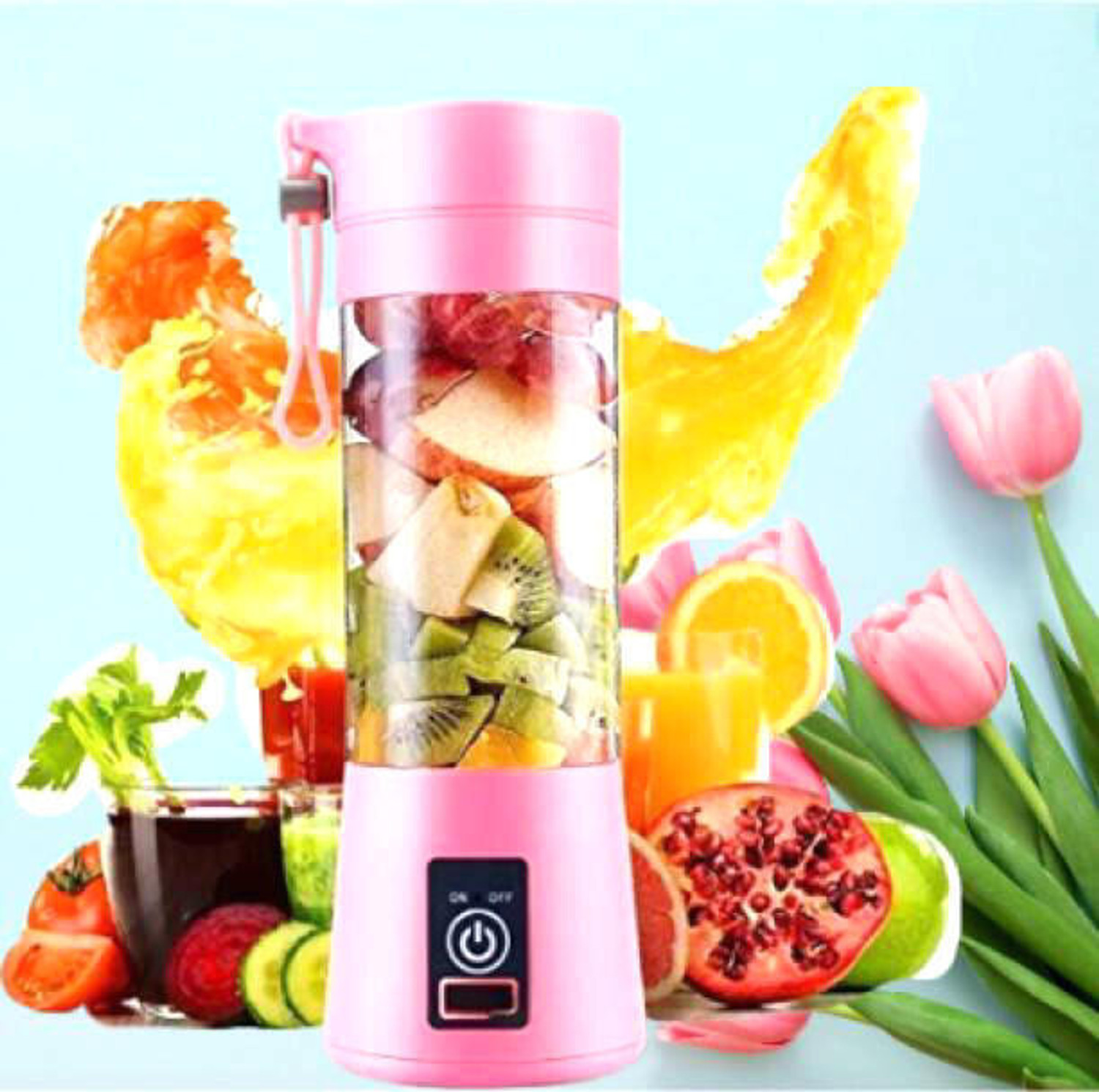 Image of princemarkett Pro Fruit Juicer 200 W Juicer Mixer Grinder (Msk 5987A Hand juicer,Mini Fruit Mixer Machine Portable Electric Personal Juicer | 1 Jar | Multicolor)