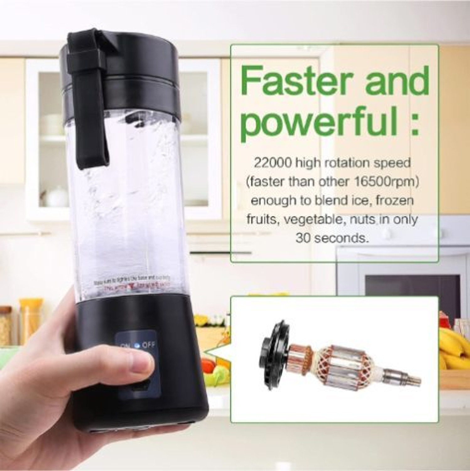 Image of princemarkett Pro Fruit Juicer 200 W Juicer Mixer Grinder (ASE 859A Juice Maker Juicer Rechargeable Juicer Bottle with 6 Blades | 1 Jar | Multicolor)