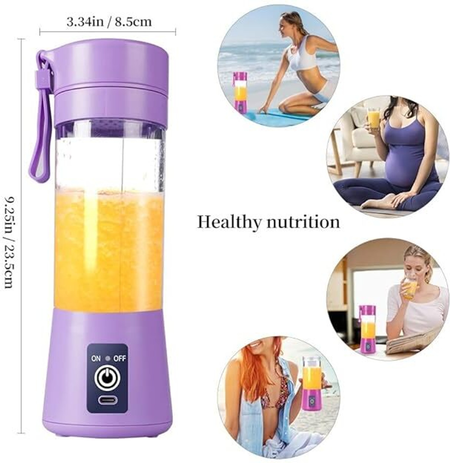 Image of ZENTARA ENTERPRISE Hexa Blade 40 W Juicer (Portable-Juicer | 1 Jar | Blue & Transparent)